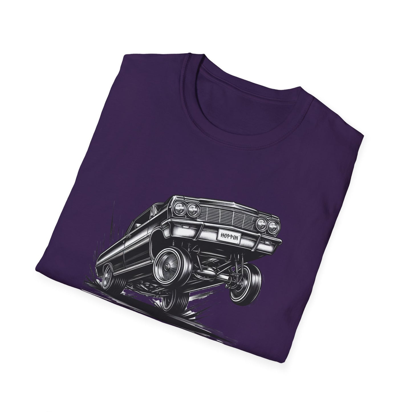 1964 Chevy Impala Hydraulics Lowrider Ink Drawing T-Shirt - Chicano Car Club Graphic Tee - Old School Hip Hop Cholo Art Tee Design