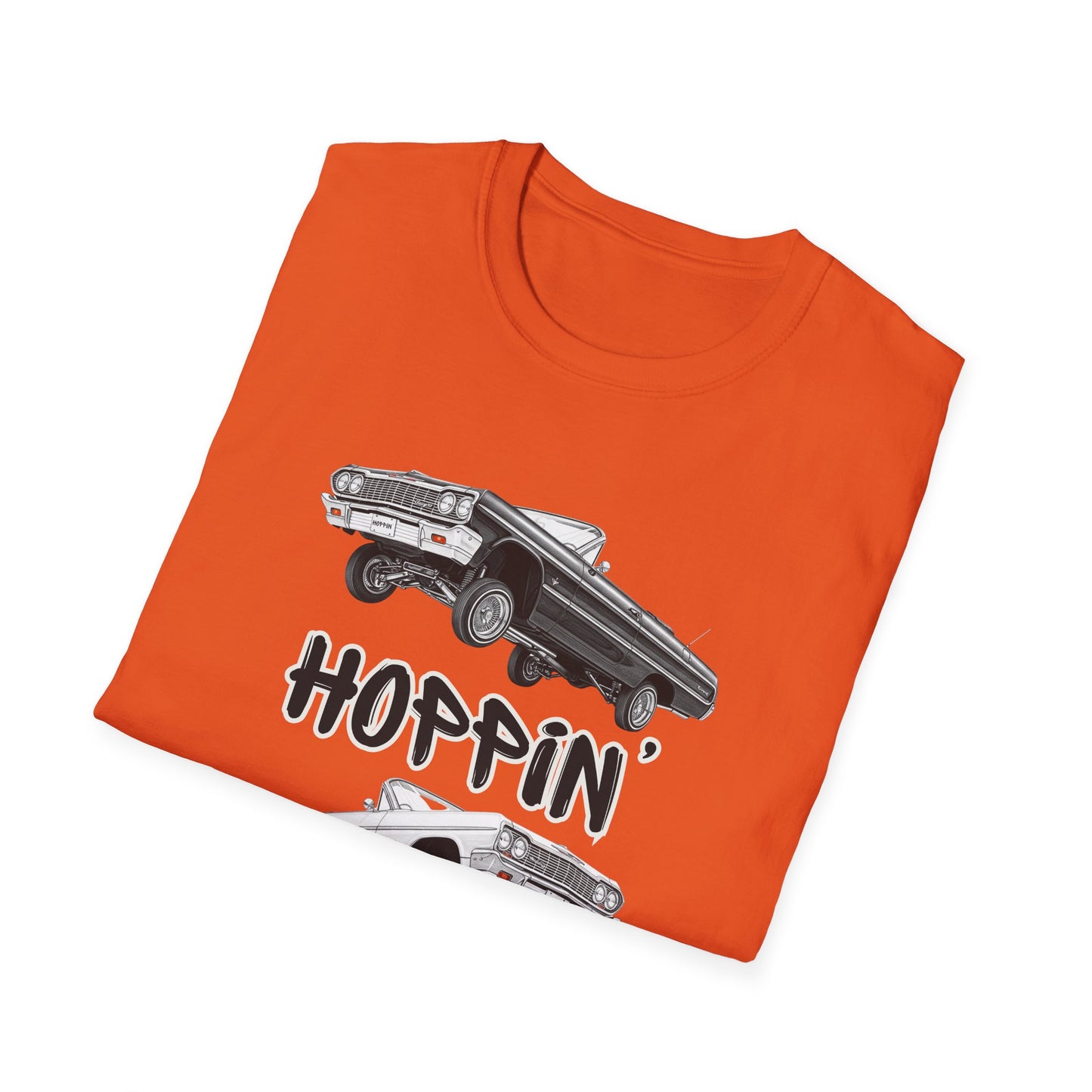1964 Chevy Impala Hydraulics Lowrider Hoppin' Ink Drawing T-Shirt - Old School Hip Hop Cholo Art Tee Design - Chicano Car Club Graphic Tee