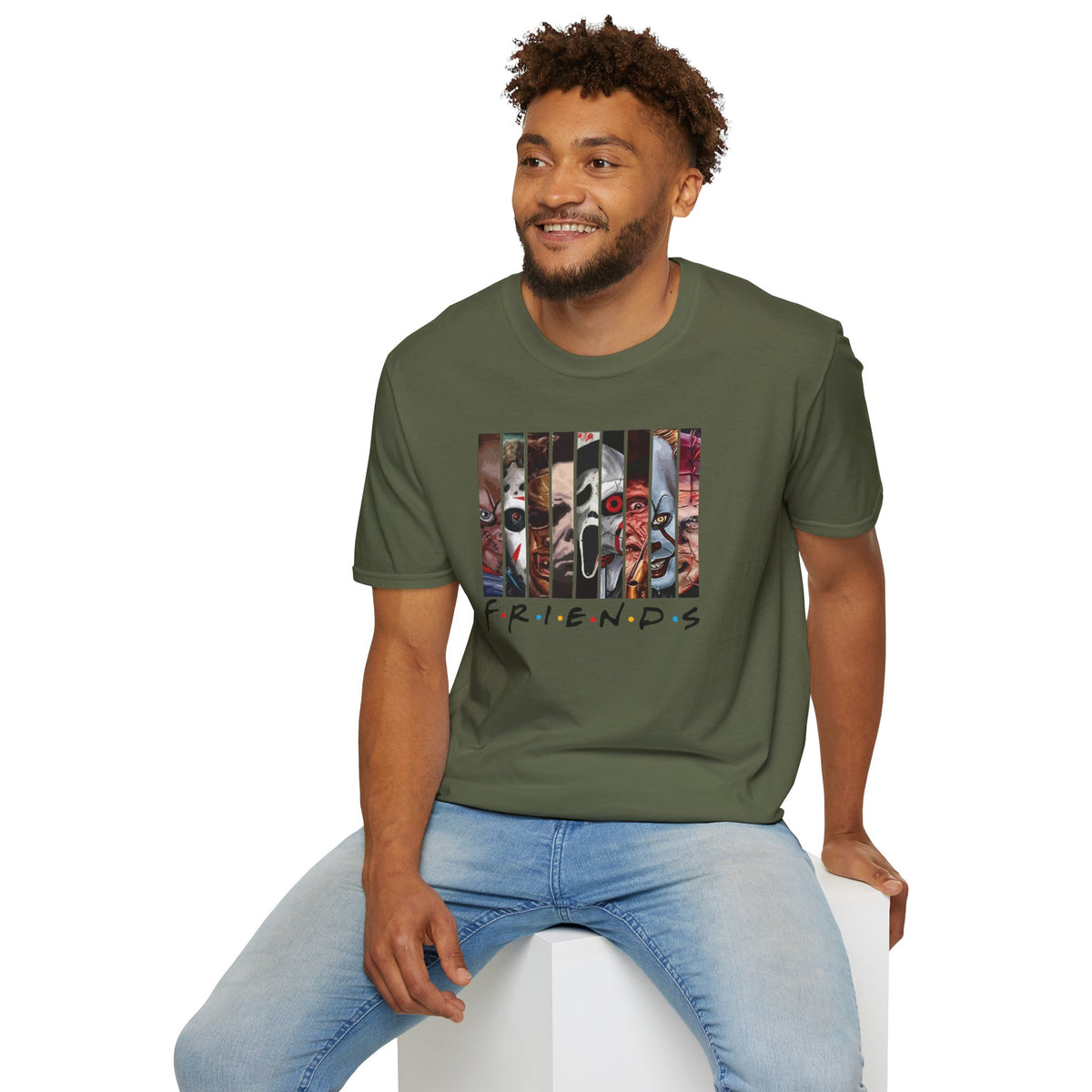 Horror Movie Villains Halloween Friends Softstyle T-Shirt, Scary Movie Tee, Halloween Shirt, Horror Movie Fan Gift, Horror Movie Characters