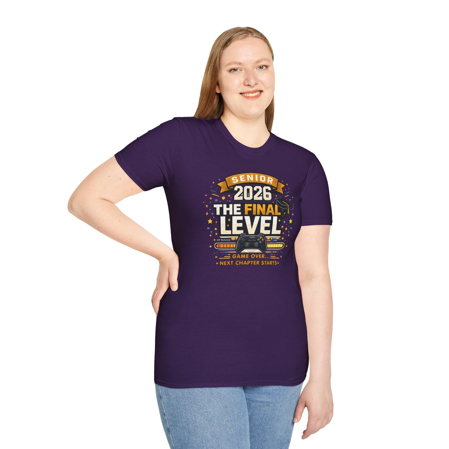 Senior 2026 The Final Level Gamer Graduation T-Shirt, Class of 2026 Game Over Next Chapter Starts Tee for Boys Girls Grad