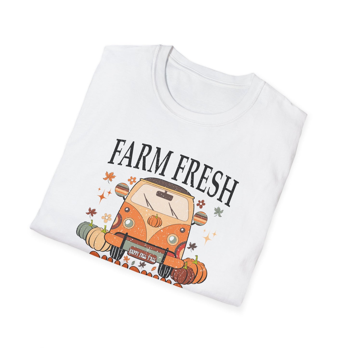 Farm Fresh Pumpkin Happy Fall Yall T-Shirt - Women's Autumn Tee, Thanksgiving Shirt, Pumpkin Thanksgiving Tee, Cozy Fall Tee for Her