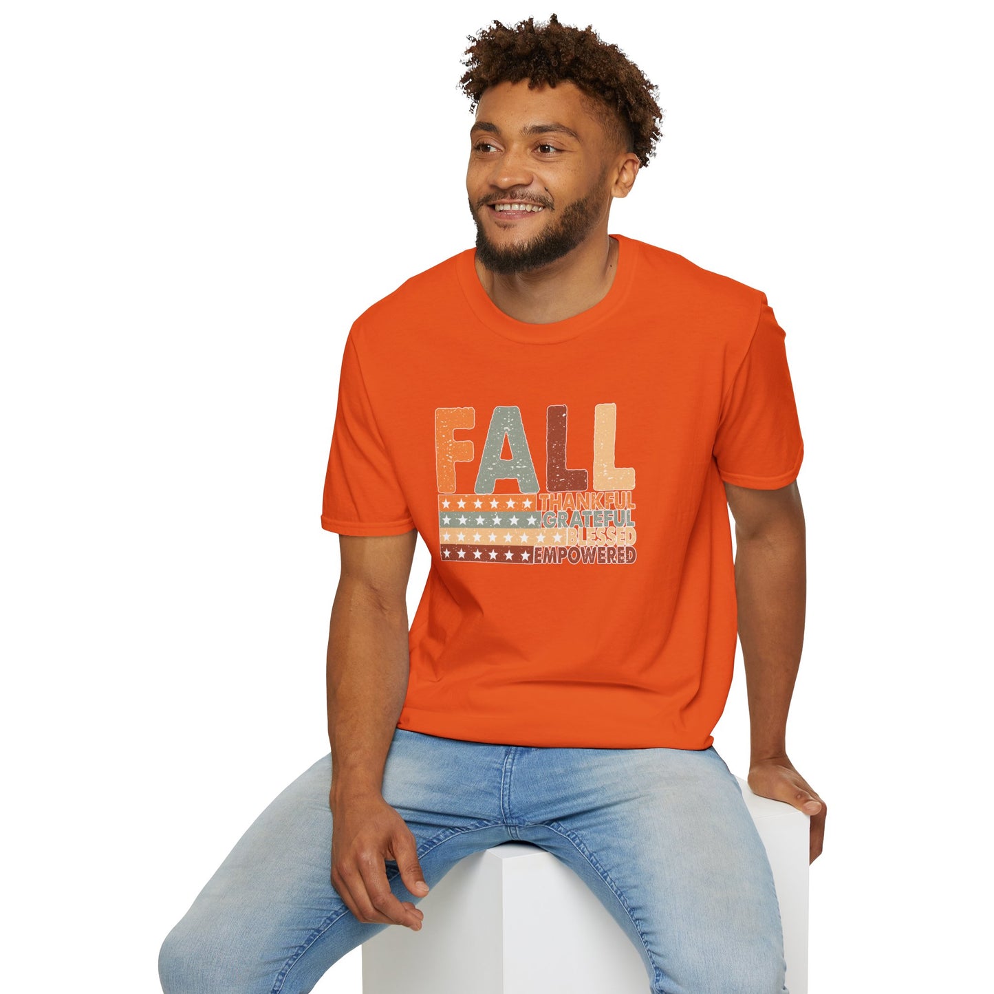 Fall Unisex Softstyle T-Shirt with Inspirational Words, Thankful, Grateful, Blessed, Empowered, Fall Tee, Hope Shirt, Thanksgiving Shirt
