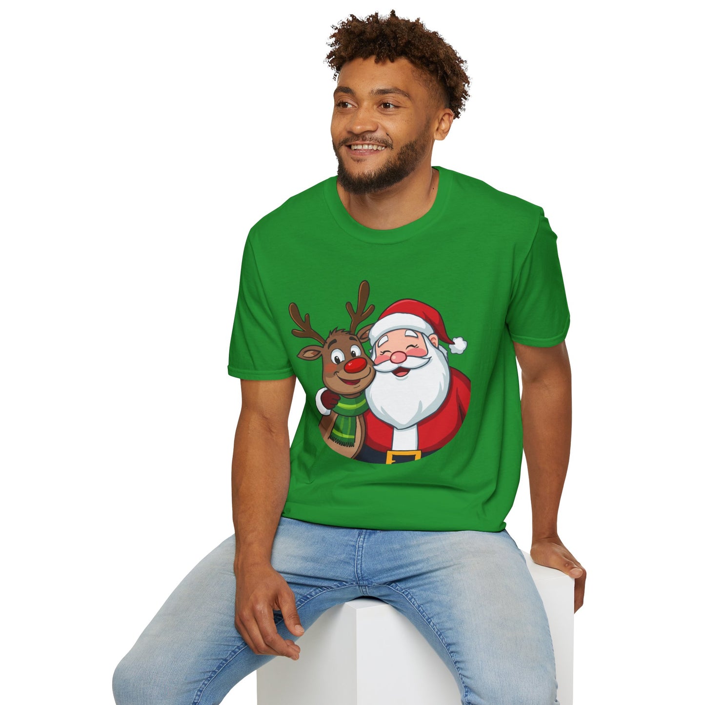Smiling Santa and Rudolph Shirt, Family Christmas Shirts, Christmas T Shirt, Holiday Shirt, Cute Xmas Shirt for the family, Holiday Gift