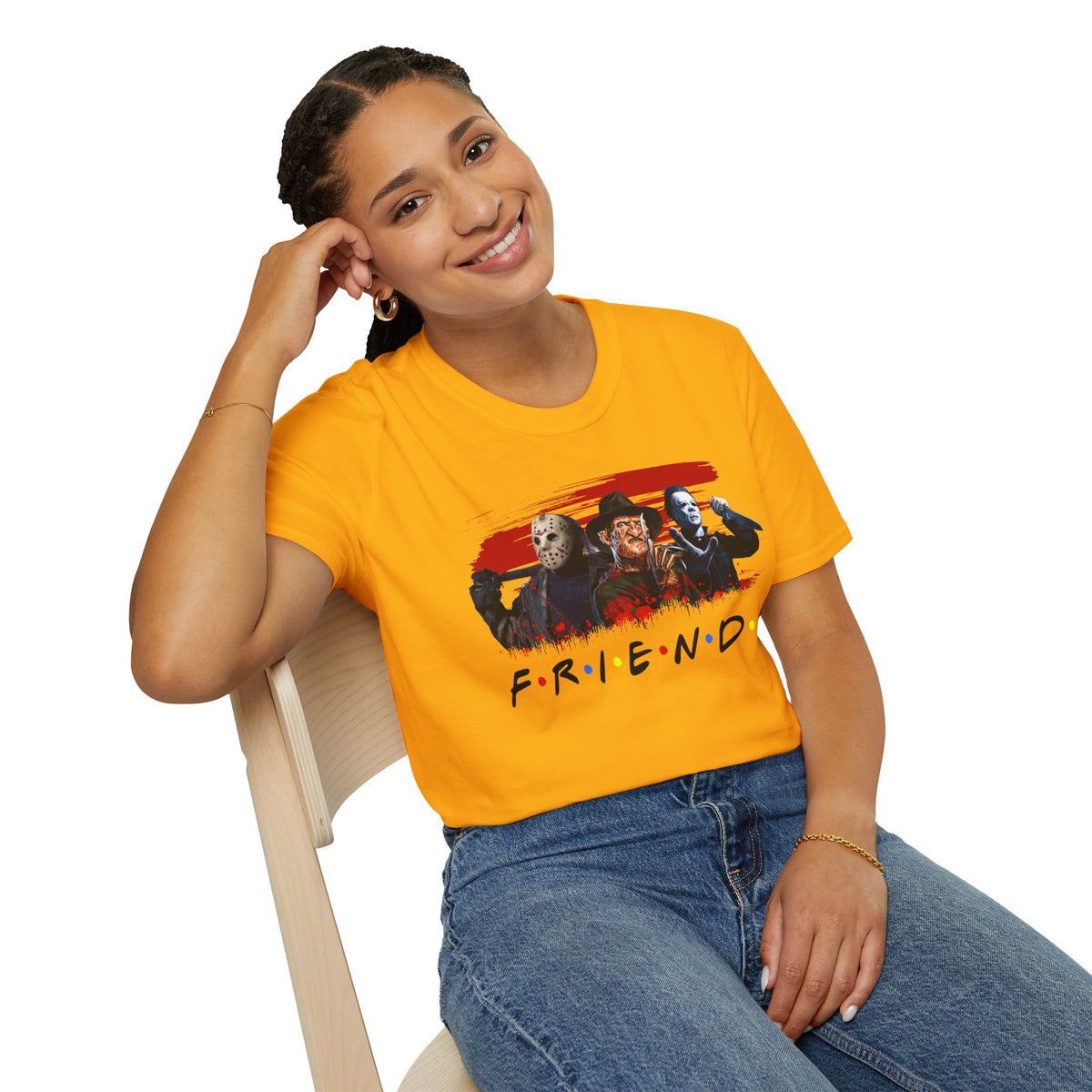Horror Movie Villains Halloween Friends Softstyle T-Shirt, Scary Movie Tee, Halloween Shirt, Horror Movie Fan Gift, Horror Movie Characters