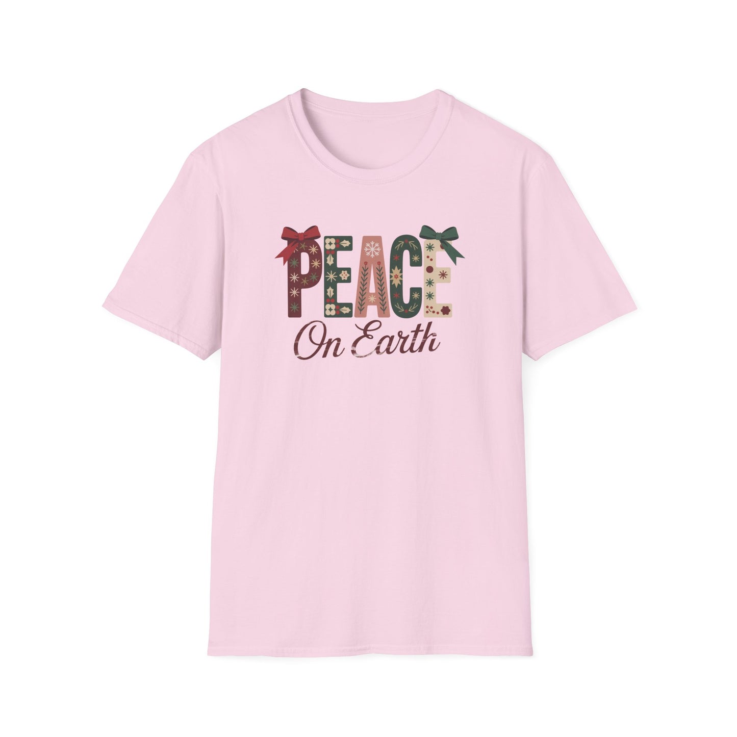 Joy and Peace Christmas T-Shirt – Festive Holiday Typography Tee with Wreath Design, Inspirational Christmas Shirt