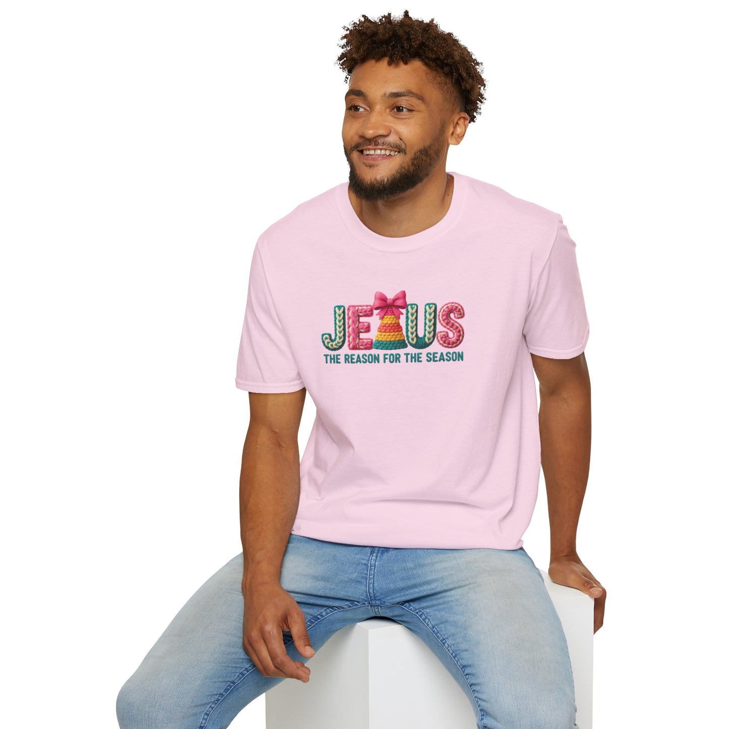 Jesus Christmas T-Shirt – The Reason for the Season Tee, Faith Christian Holiday Shirt with Bow Design