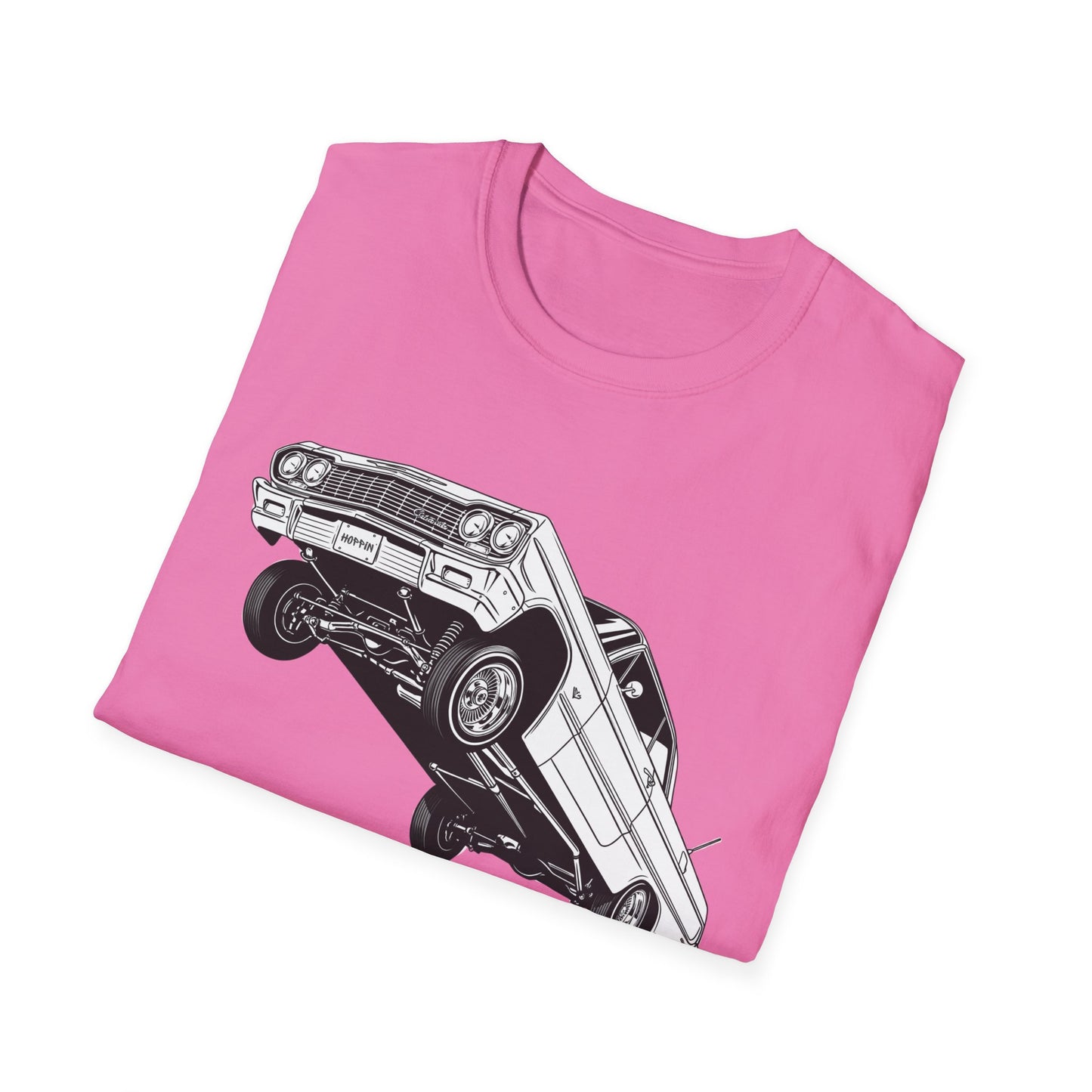 1964 Chevy Impala Hydraulics Lowrider Ink Drawing T-Shirt - Old School Hip Hop Cholo Art Tee Design - Chicano Car Club Graphic Tee