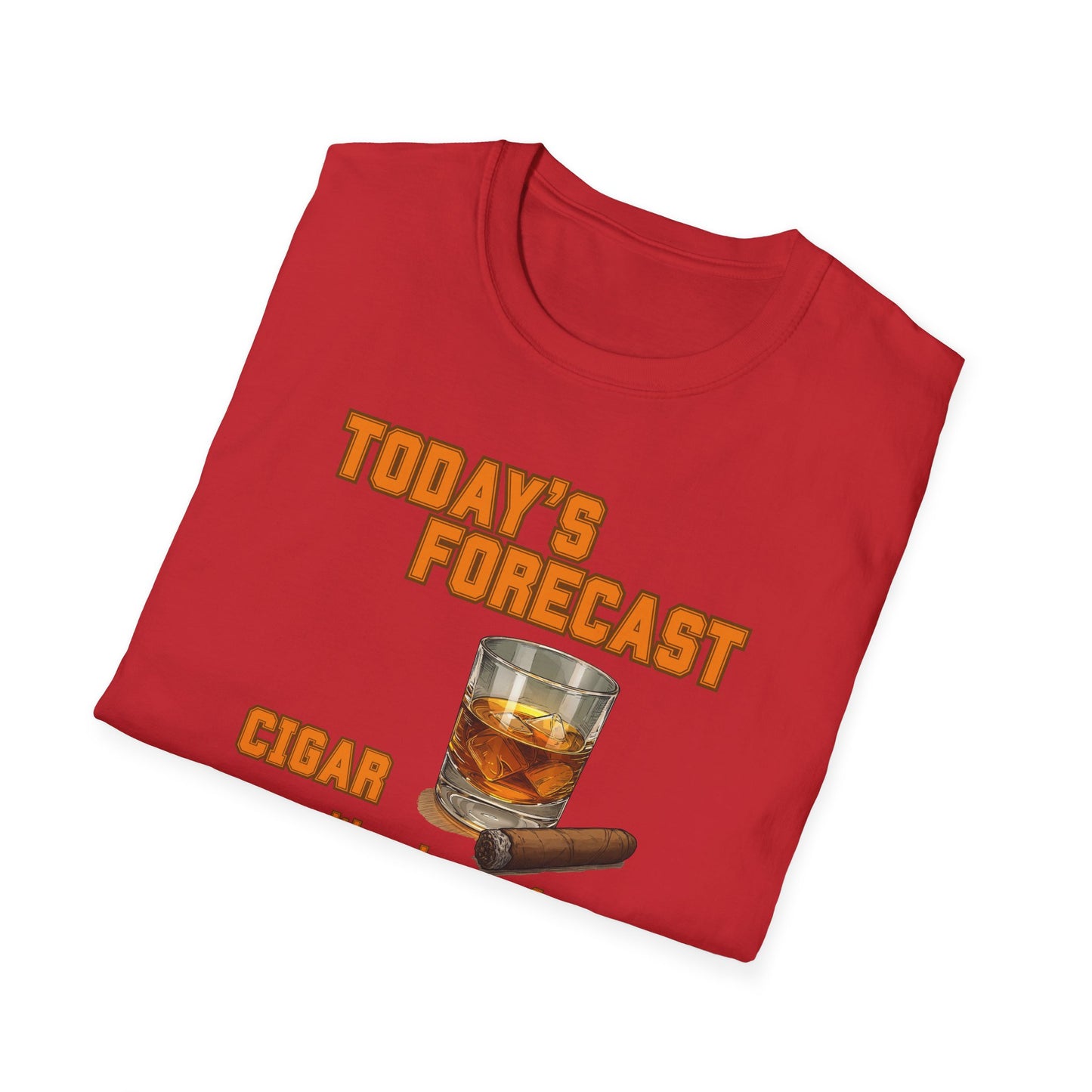 Today's Forecast Cigar with a chance of Whiskey Unisex T-Shirt, BBQ Pool Party Shirt, Fathers Day Gift, Relaxation Leisure, Cigar lover Gift