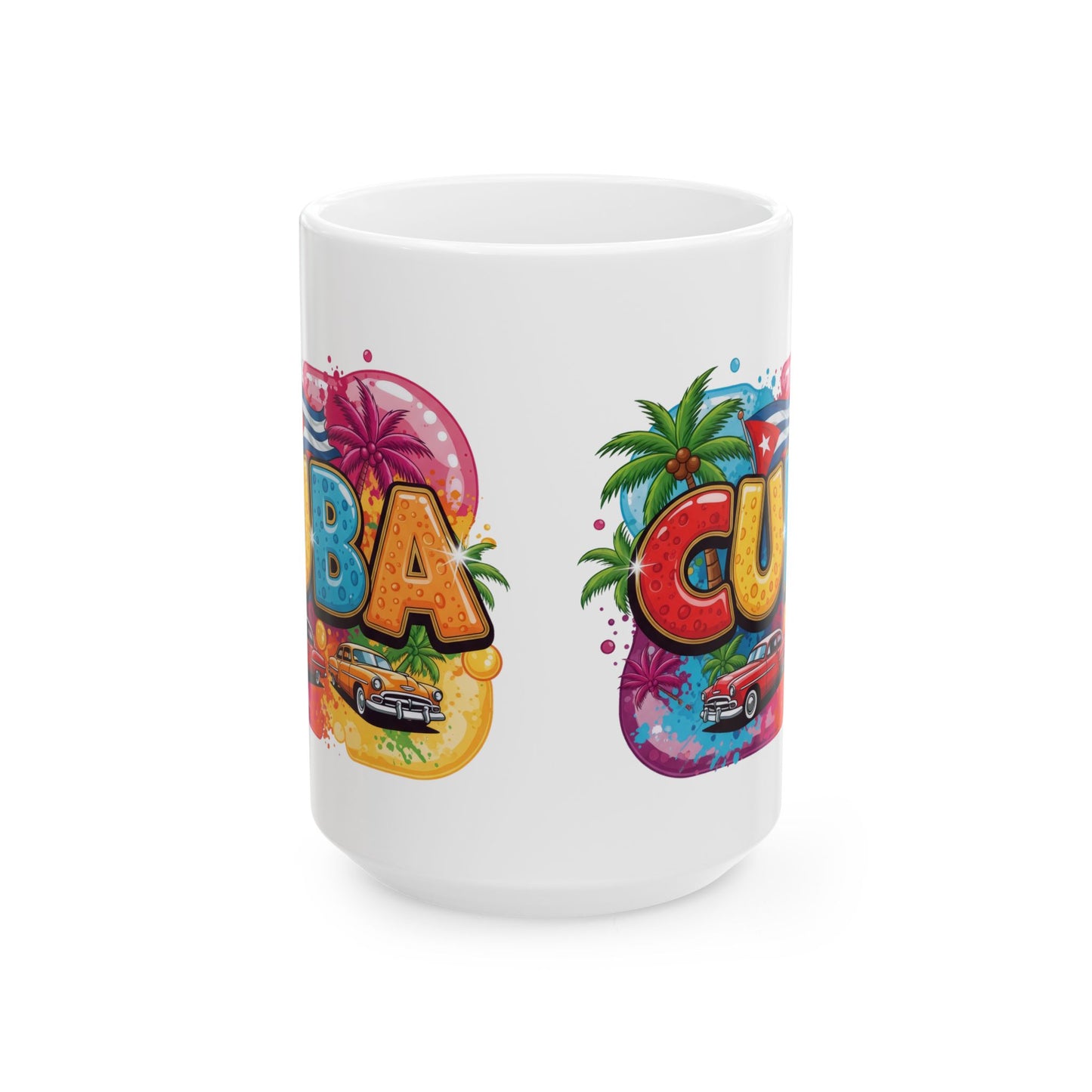 Colorful Cuban Flag Ceramic Mug, 11oz 15oz - Vibrant Cuba Souvenir Coffee Cup, Patriotic Tea Mug, Cuban American Gift, Kitchen Decor