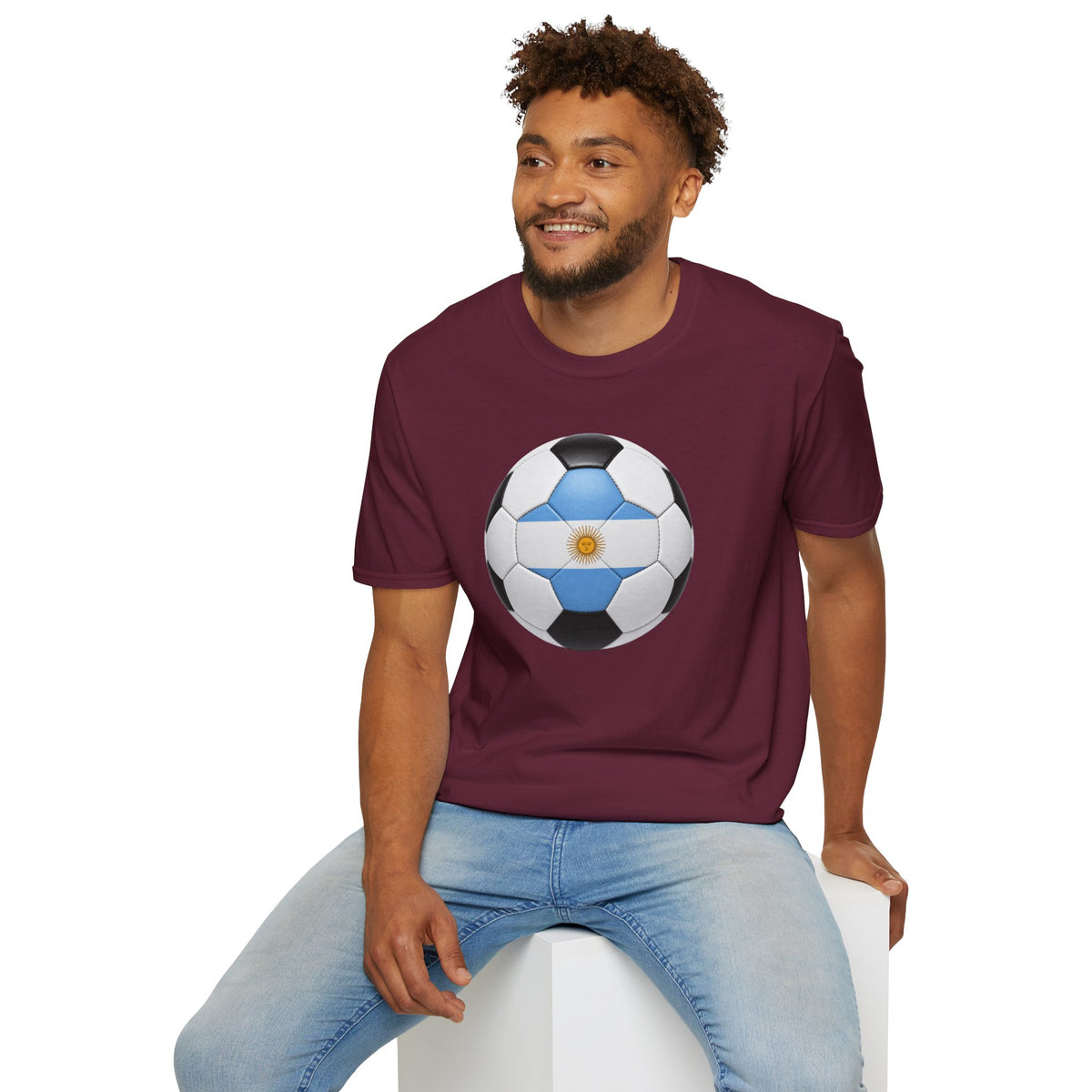 Argentina Soccer Ball Shirt, Argentina Futbol Tee, Light Blue White Soccer T-Shirt, Game Day Fan Shirt, Sports Gift