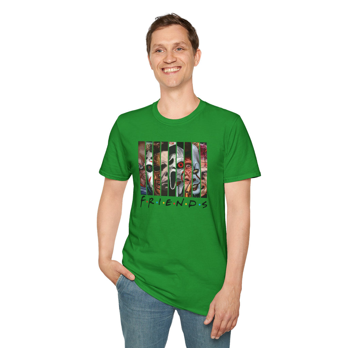 Horror Movie Villains Halloween Friends Softstyle T-Shirt, Scary Movie Tee, Halloween Shirt, Horror Movie Fan Gift, Horror Movie Characters