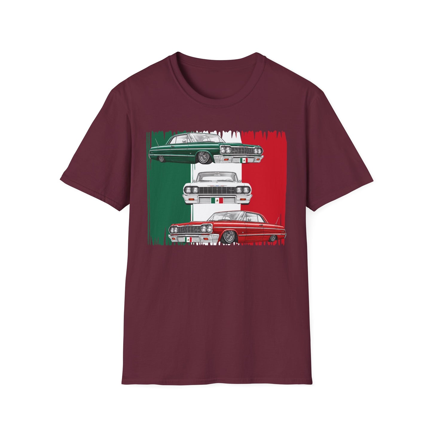 Lowrider Shirt, Mexican Flag Classic Car Tee, Vintage Car Graphic Shirt, Car Enthusiast Gift, Retro Auto Unisex Tee