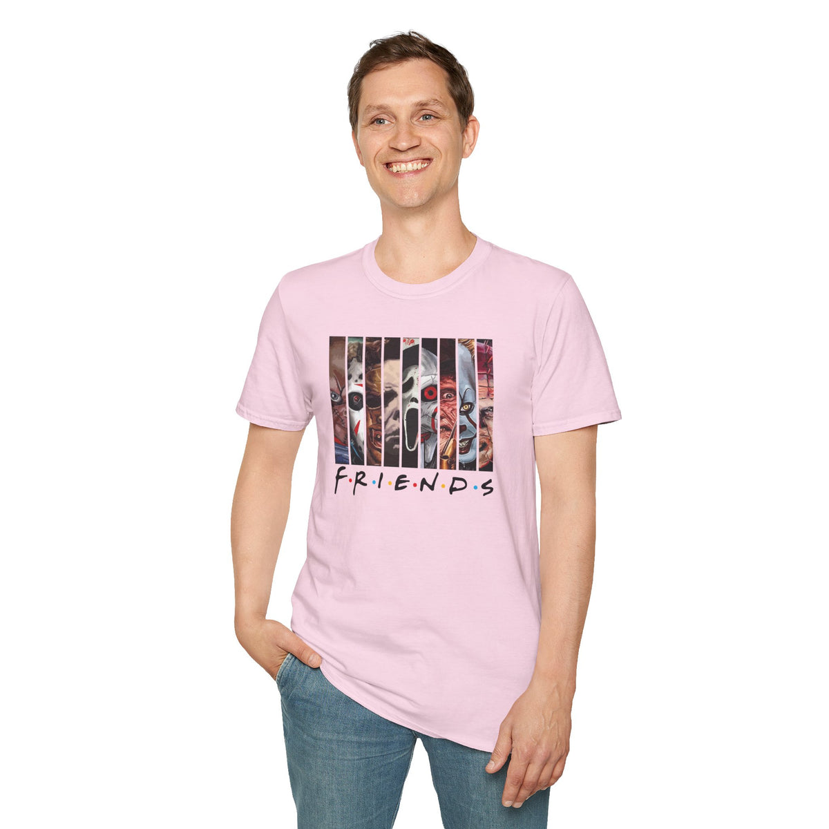 Horror Movie Villains Halloween Friends Softstyle T-Shirt, Scary Movie Tee, Halloween Shirt, Horror Movie Fan Gift, Horror Movie Characters