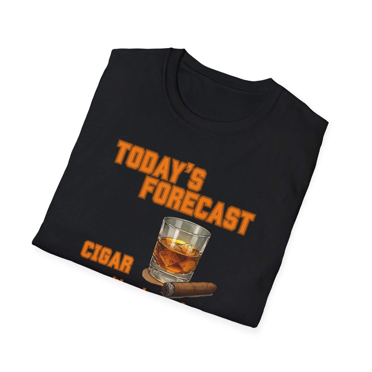 Today's Forecast Cigar with a chance of Whiskey Unisex T-Shirt, BBQ Pool Party Shirt, Fathers Day Gift, Relaxation Leisure, Cigar lover Gift