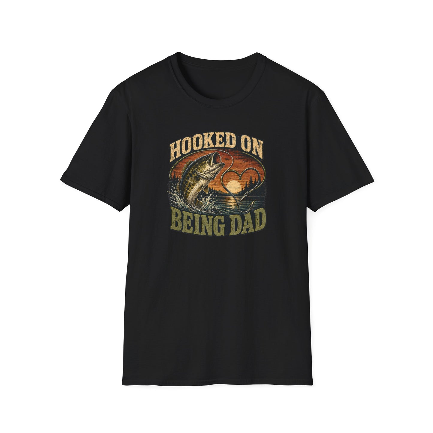 Fishing Dad Shirt, Hooked on Being Dad Tee, Bass Fishing T-Shirt, Fathers Day Shirt for Dad, Fisherman Gift