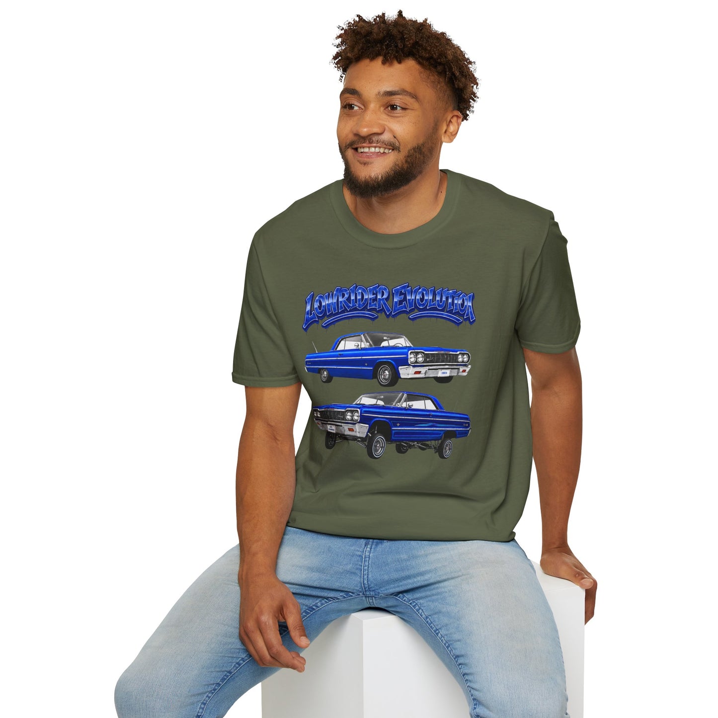 Classic Lowrider Shirt, Lowrider Evolution Tee, Blue Vintage Car Shirt, Car Enthusiast Gift, Retro Auto Graphic Tee