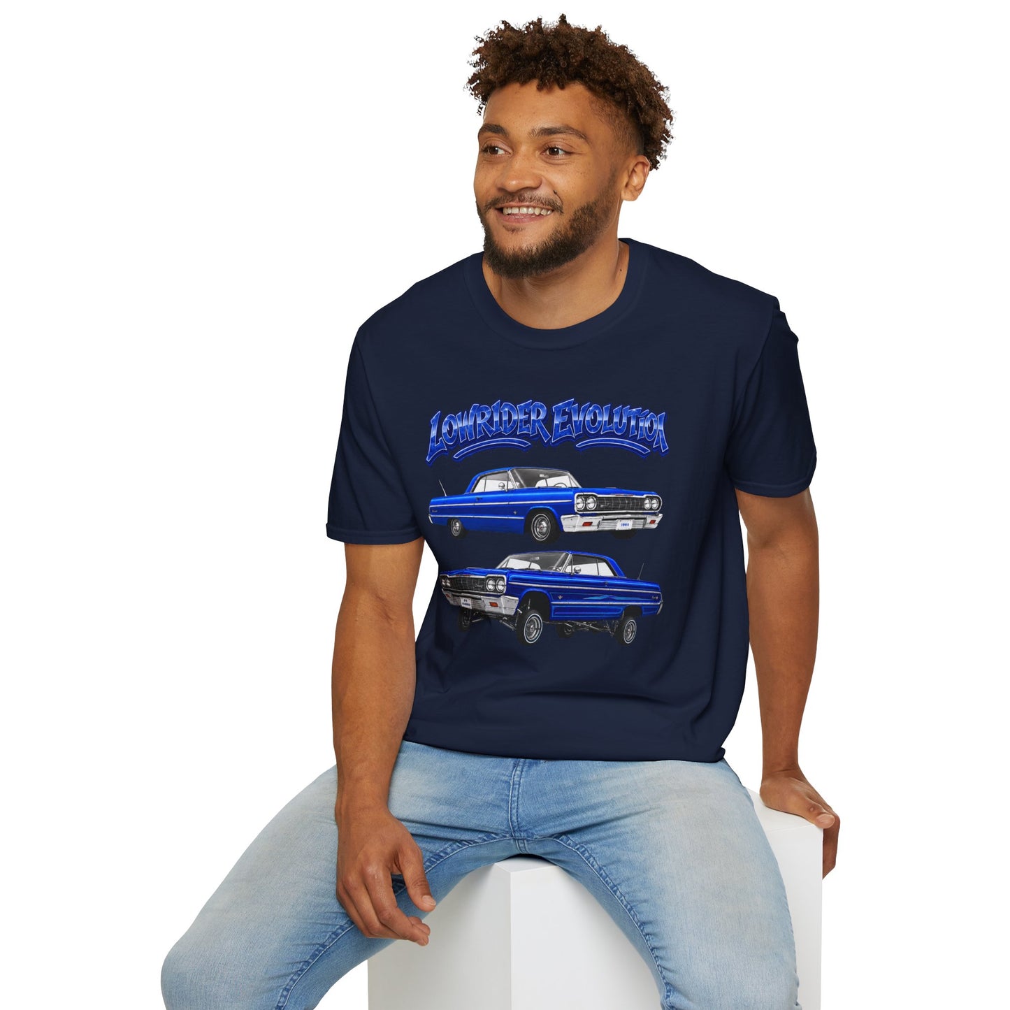 Classic Lowrider Shirt, Lowrider Evolution Tee, Blue Vintage Car Shirt, Car Enthusiast Gift, Retro Auto Graphic Tee