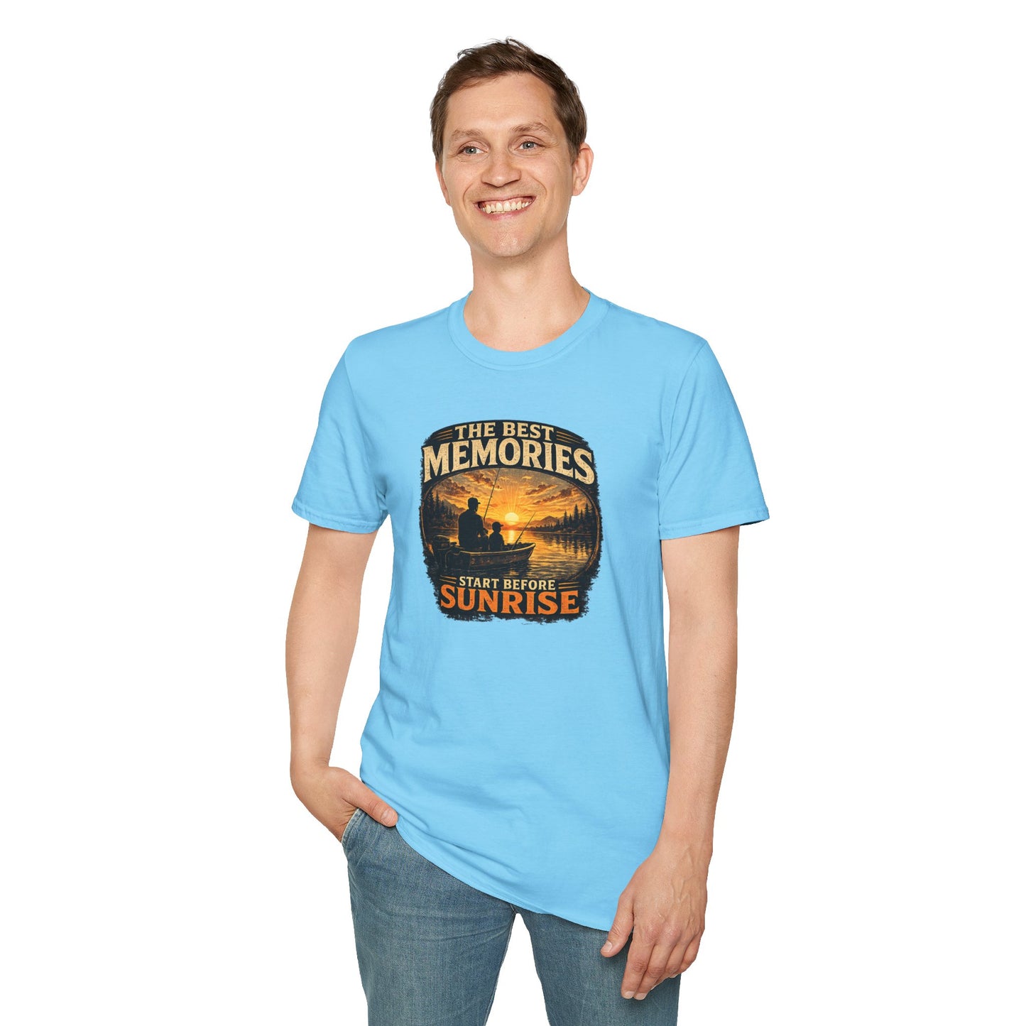 Fishing Shirt for Dad, Best Memories Start Before Sunrise Tee, Fisherman Gift Shirt, Fathers Day Fishing T-Shirt