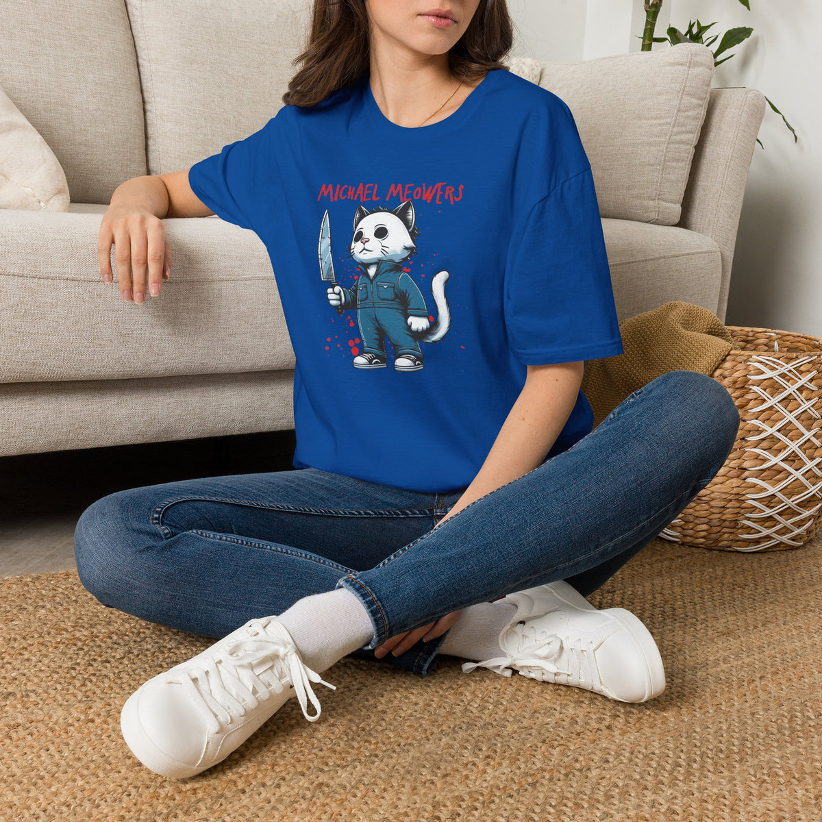 Michael Meowers Halloween Funny Cat T-Shirt, Scary Movie Tee, Halloween Cat Shirt, Horror Movie Cat Fan Gift, Horror Movie Character