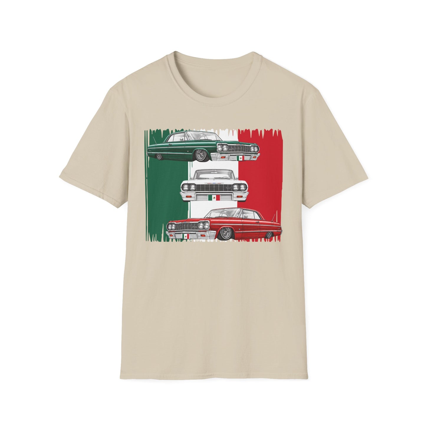 Lowrider Shirt, Mexican Flag Classic Car Tee, Vintage Car Graphic Shirt, Car Enthusiast Gift, Retro Auto Unisex Tee