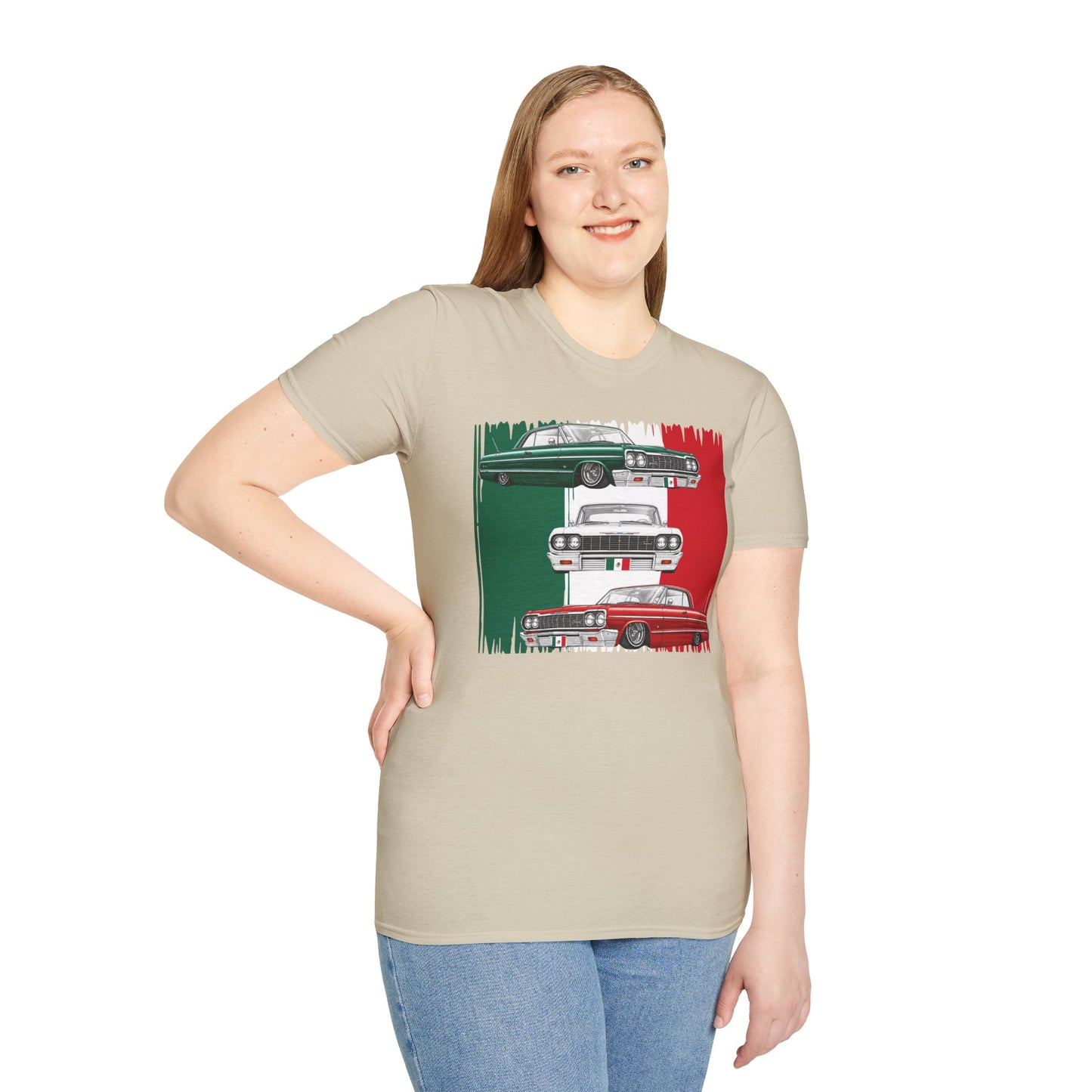 Lowrider Shirt, Mexican Flag Classic Car Tee, Vintage Car Graphic Shirt, Car Enthusiast Gift, Retro Auto Unisex Tee
