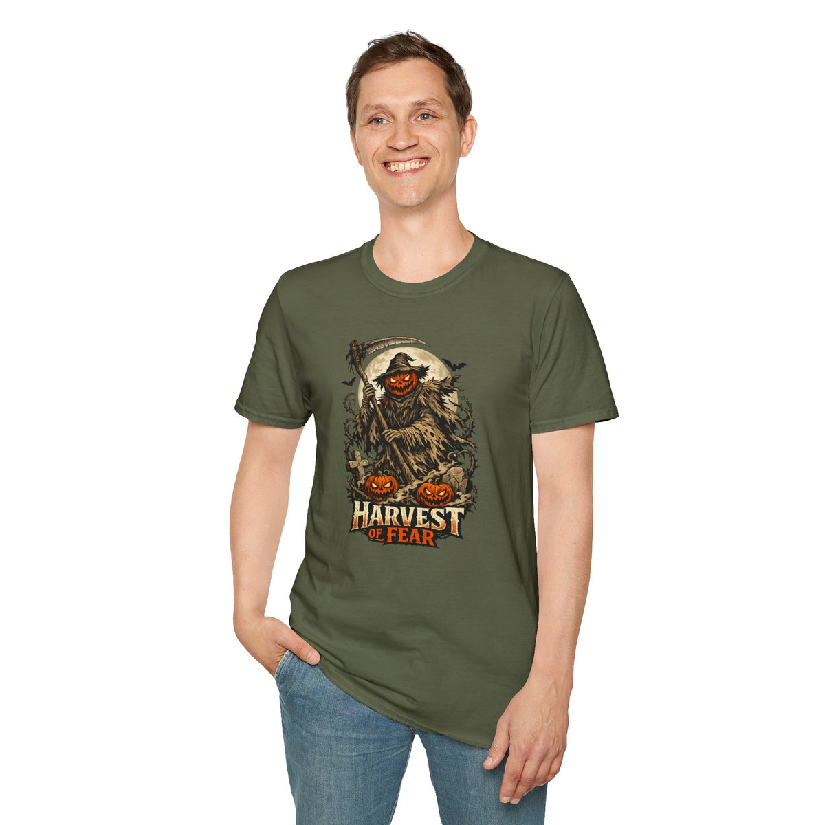 Halloween Horror Shirt, Harvest of Fear T-Shirt, Pumpkin Reaper Tee, Scary Scarecrow Shirt, Spooky Season Gift