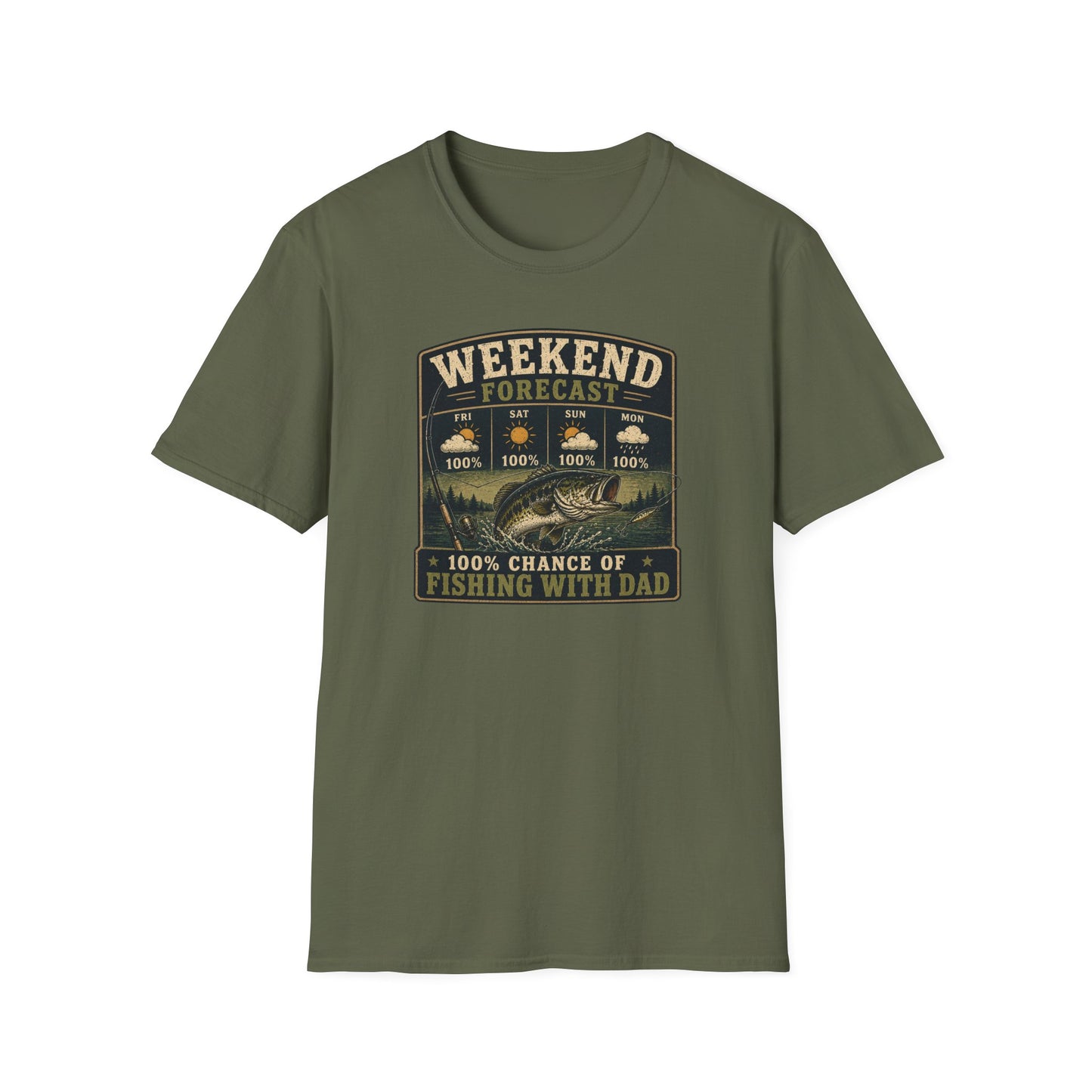 Fishing Dad Shirt, Weekend Forecast Fishing with Dad Tee, Bass Fishing T-Shirt, Fathers Day Gift for Dad, Fisherman Shirt