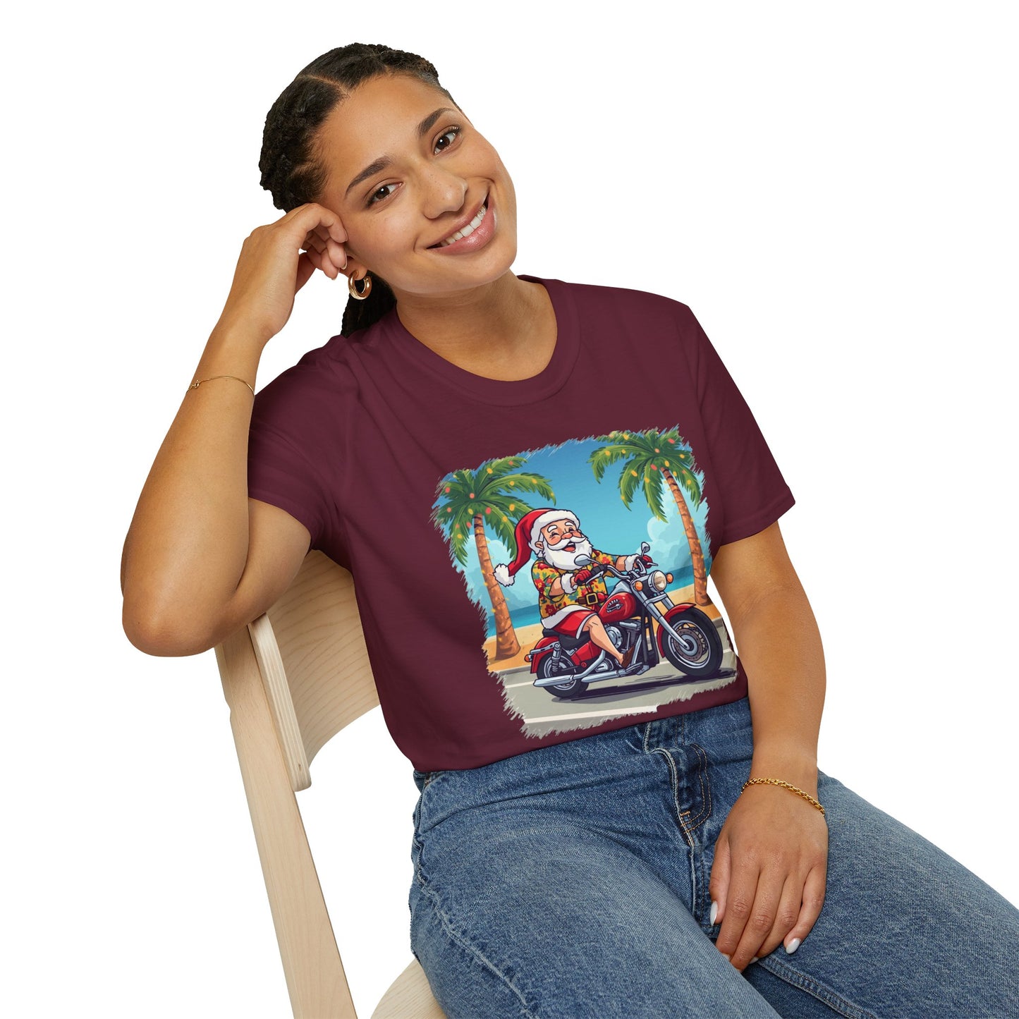 Tropical Santa riding a motorcycle shirt, Family Christmas Shirts, Christmas T Shirt, Holiday Shirt, Cute Xmas Shirt for the family, Holiday Gift