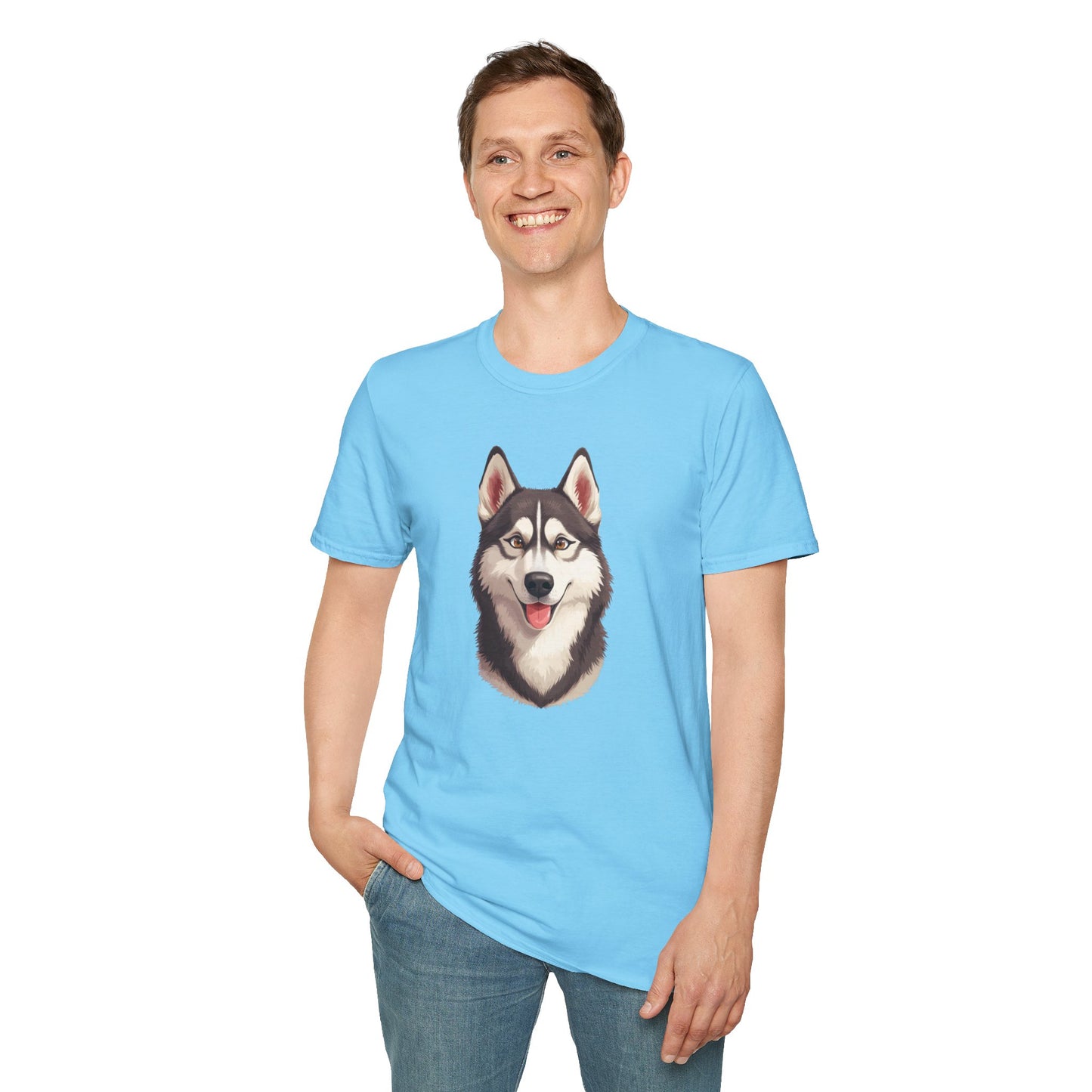 Siberian Husky Dog Portrait Shirt – Husky Dog Lover Gift, Cute Dog Mom Tee, Dog Dad Shirt, Pet Breed Apparel
