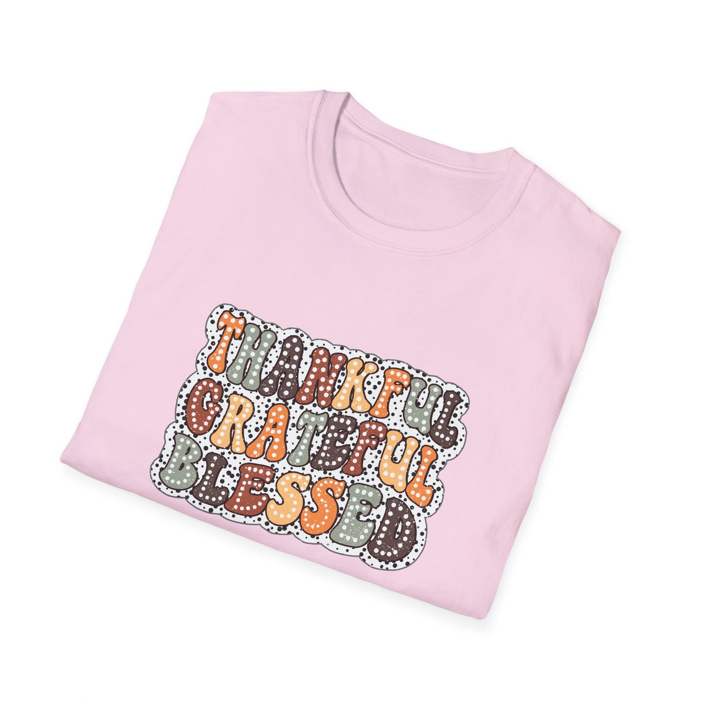 Fall Unisex Softstyle T-Shirt with Inspirational Words Thankful Grateful Blessed, Religious Fall Tee, Hope Shirt, Thanksgiving Shirt