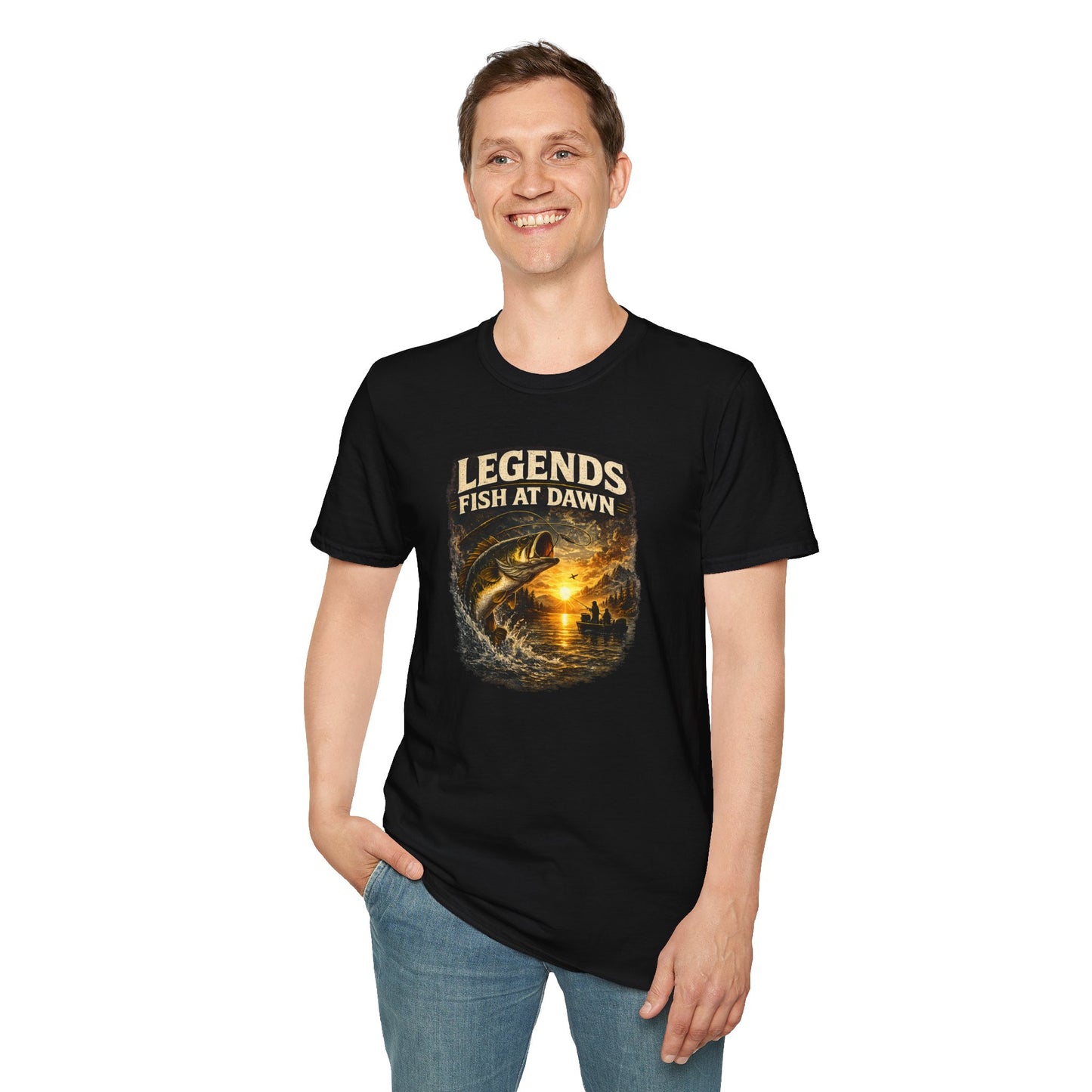 Fishing Shirt for Men, Legends Fish at Dawn Tee, Bass Fishing T-Shirt, Fisherman Gift, Fathers Day Shirt for Dad