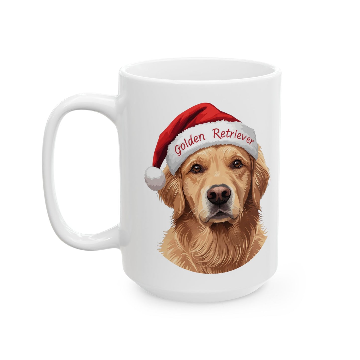 Golden Retriever Holiday Portrait Mug – Cute Holiday Coffee Cup, Festive Golden Retriever Ceramic Mug, Christmas Gift Idea (11oz/15oz)
