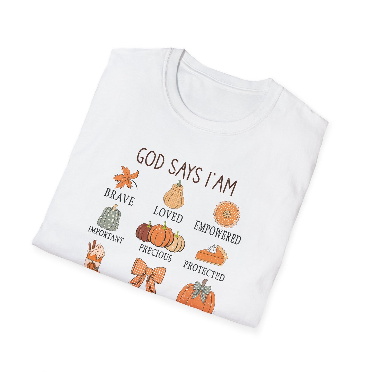 Fall Unisex Softstyle T-Shirt with Inspirational Words, Brave, Loved, Empowered, Unique, Religious Fall Tee, Hope Shirt, Thanksgiving Shirt