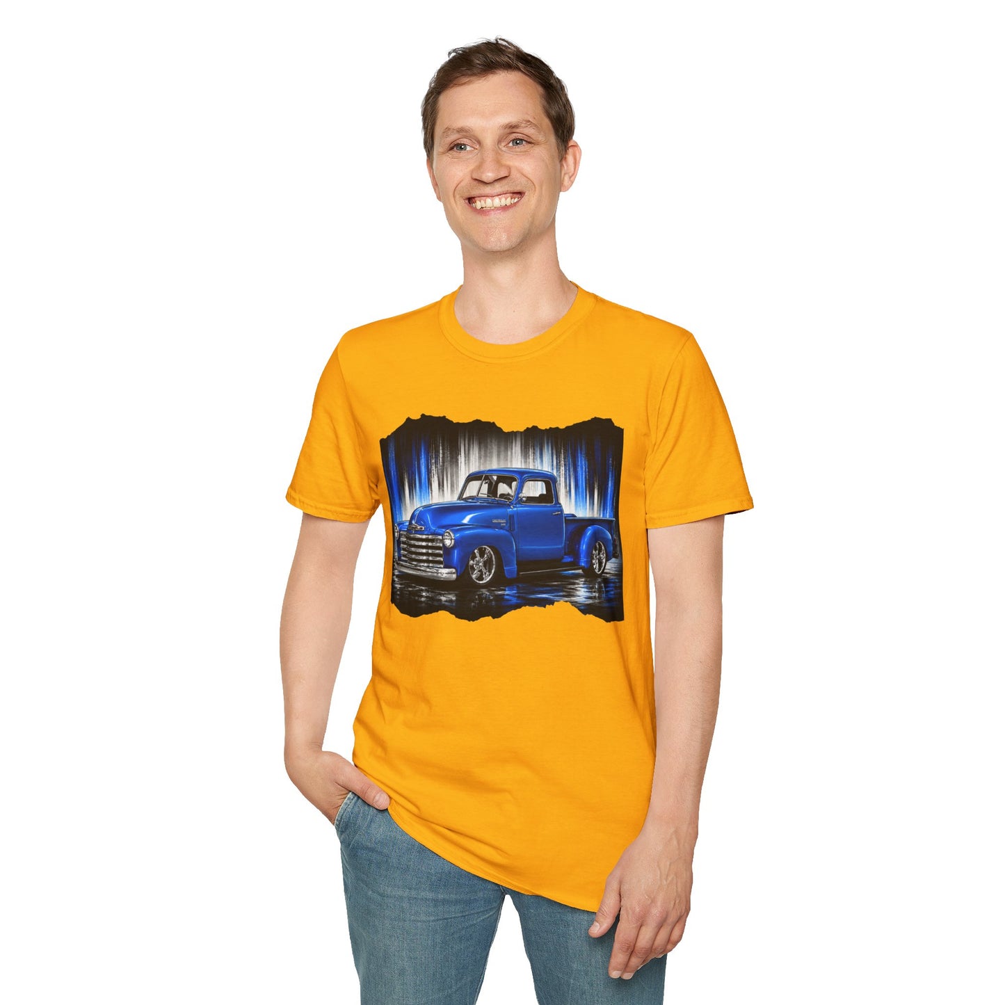 Vintage Truck Shirt, Blue Pickup Truck Tee, Classic Truck Graphic Shirt, Truck Enthusiast Gift, Retro Auto Unisex Tee