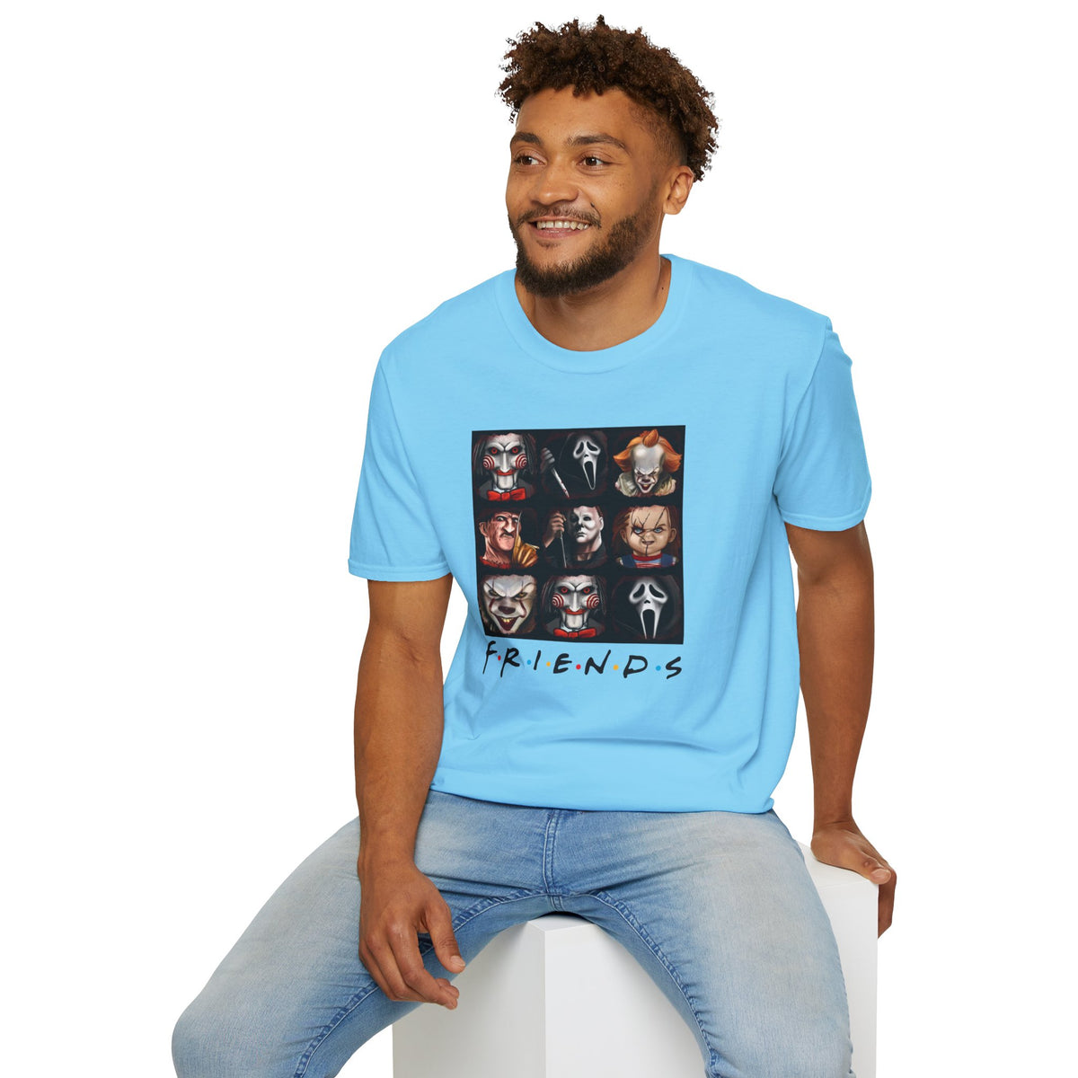Horror Movie Villains Halloween Softstyle T-Shirt, Scary Movie Tee, Halloween Shirt, Horror Movie Fan Gift, Horror Movie Characters