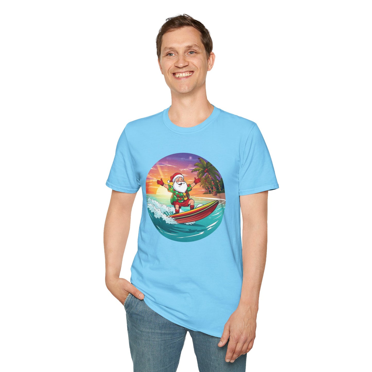 Tropical Surfing Santa Shirt, Family Christmas Shirts, Christmas T Shirt, Holiday Shirt, Cute Xmas Shirt for the family, Holiday Gift