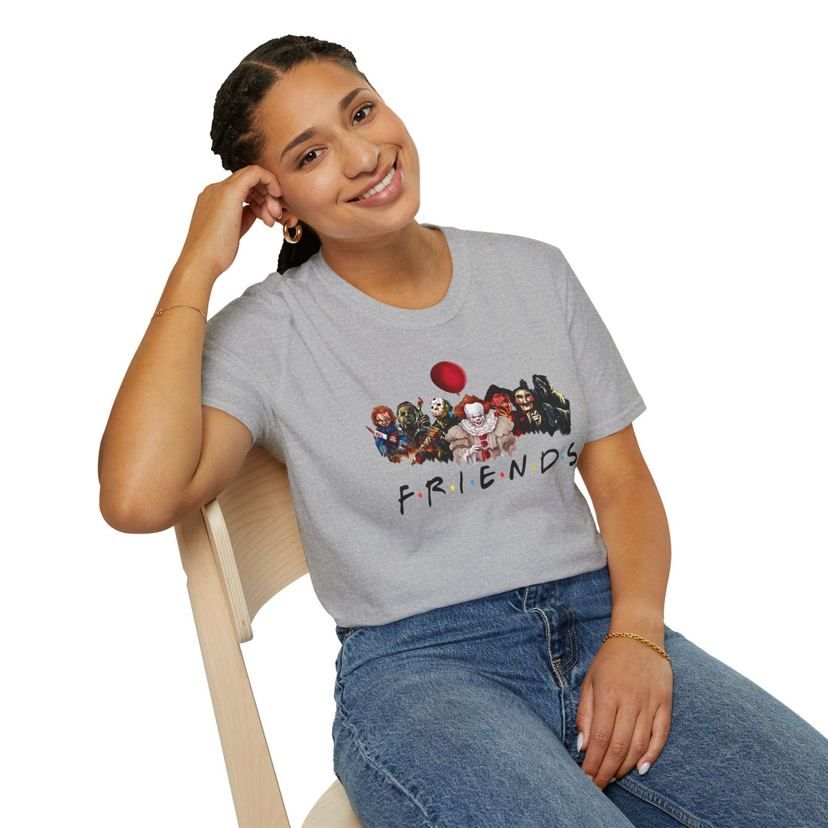 Horror Movie Villains Halloween Friends Softstyle T-Shirt, Scary Movie Tee, Halloween Shirt, Horror Movie Fan Gift, Horror Movie Characters
