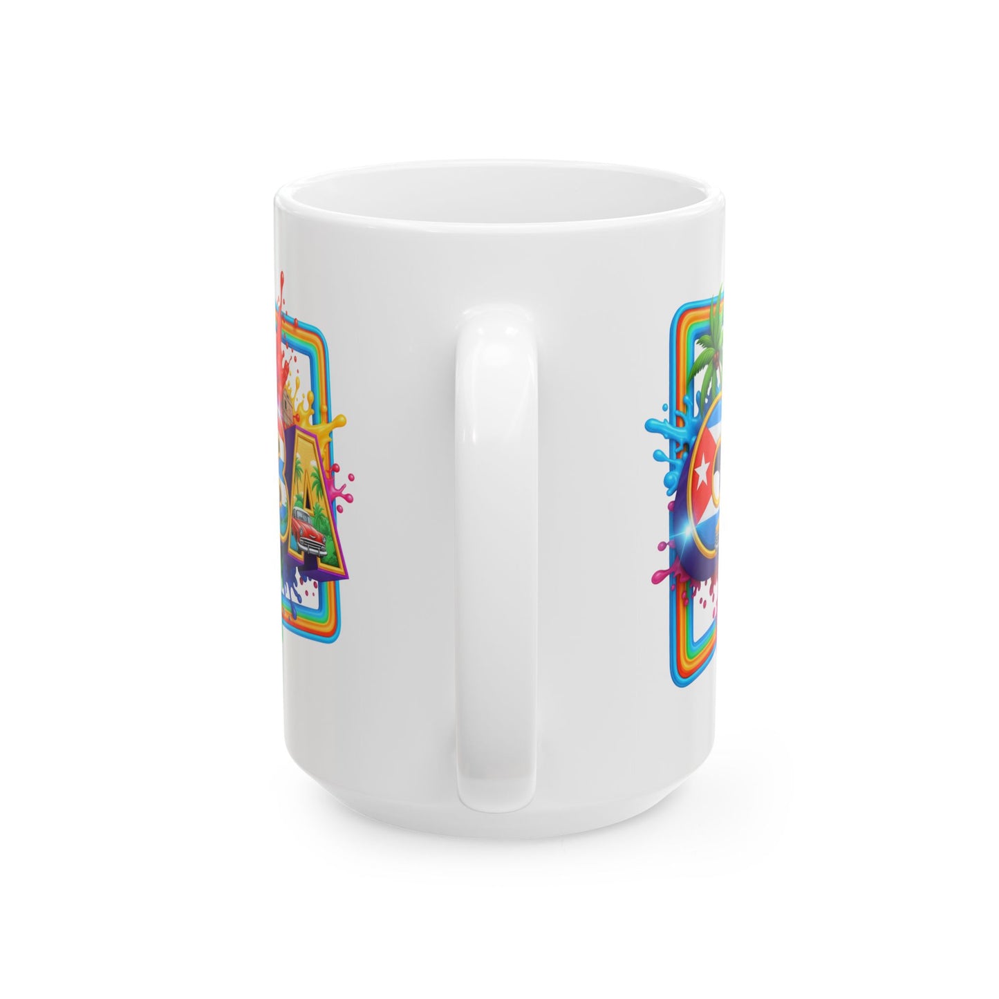 Colorful Cuban Flag Ceramic Mug, 11oz 15oz - Vibrant Cuba Souvenir Coffee Cup, Patriotic Tea Mug, Cuban American Gift, Kitchen Decor