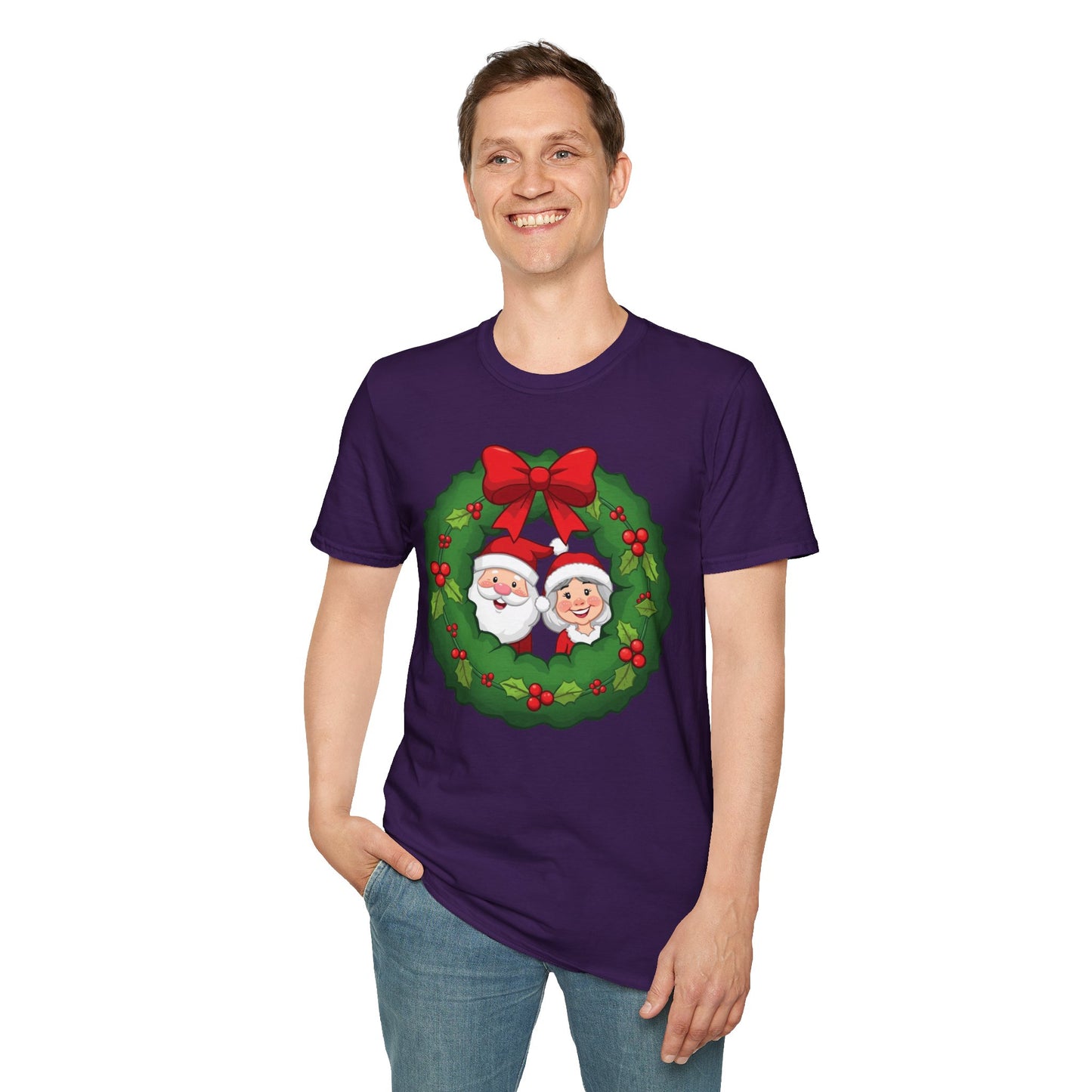 Santa and Mrs. Claus in a Wreath Shirt, Family Christmas Shirts, Christmas T Shirt, Holiday Shirt, Cute Xmas Shirt for the family, Holiday Gift