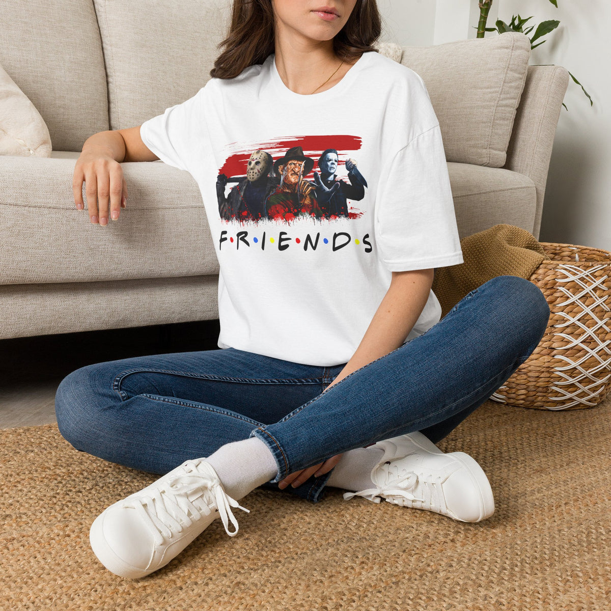 Horror Movie Villains Halloween Friends Softstyle T-Shirt, Scary Movie Tee, Halloween Shirt, Horror Movie Fan Gift, Horror Movie Characters