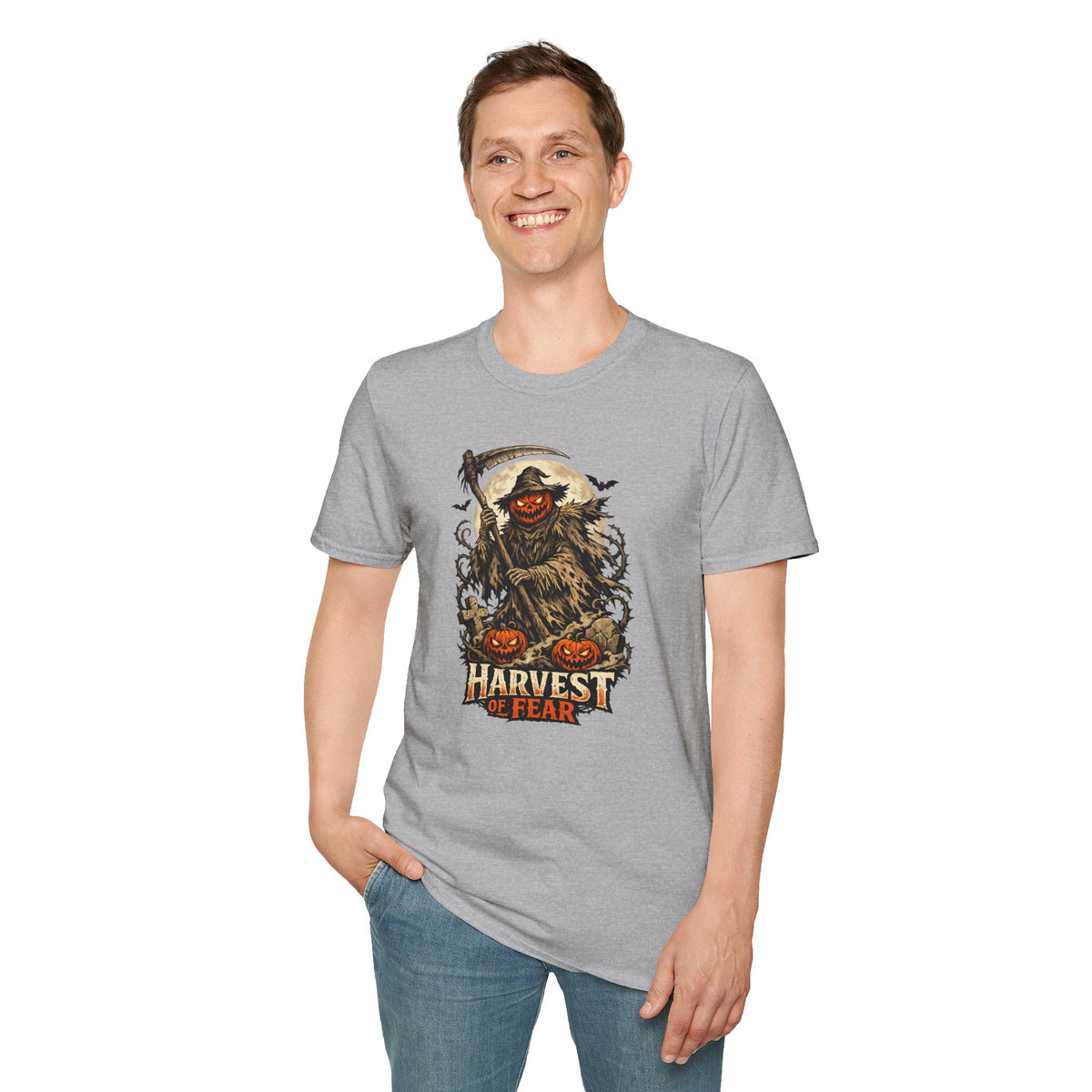Halloween Horror Shirt, Harvest of Fear T-Shirt, Pumpkin Reaper Tee, Scary Scarecrow Shirt, Spooky Season Gift