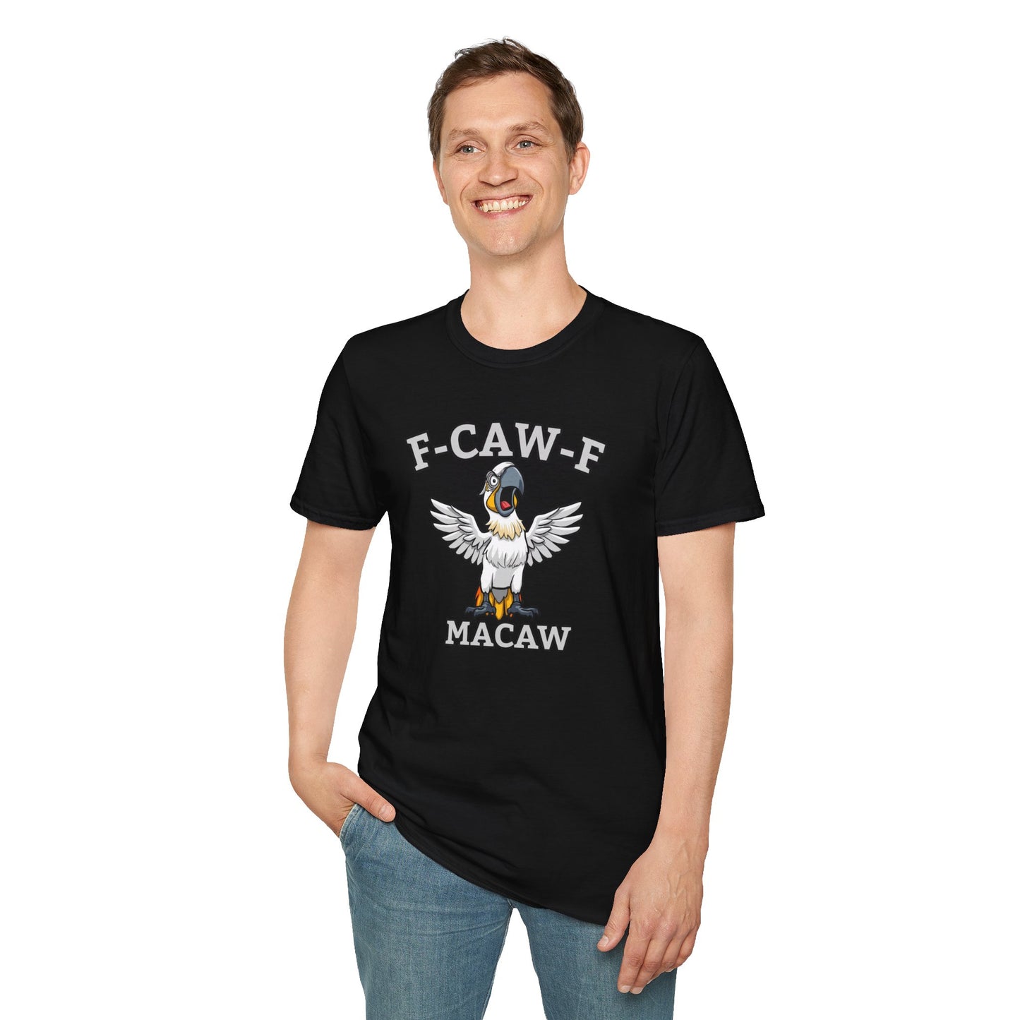 Funny F-CAW-F Macaw Parrot T-Shirt, Parrot Lover Shirt, Macaw Tee, Humorous Top, Macaw Parrot Apparel, Gift for him, Gift for her
