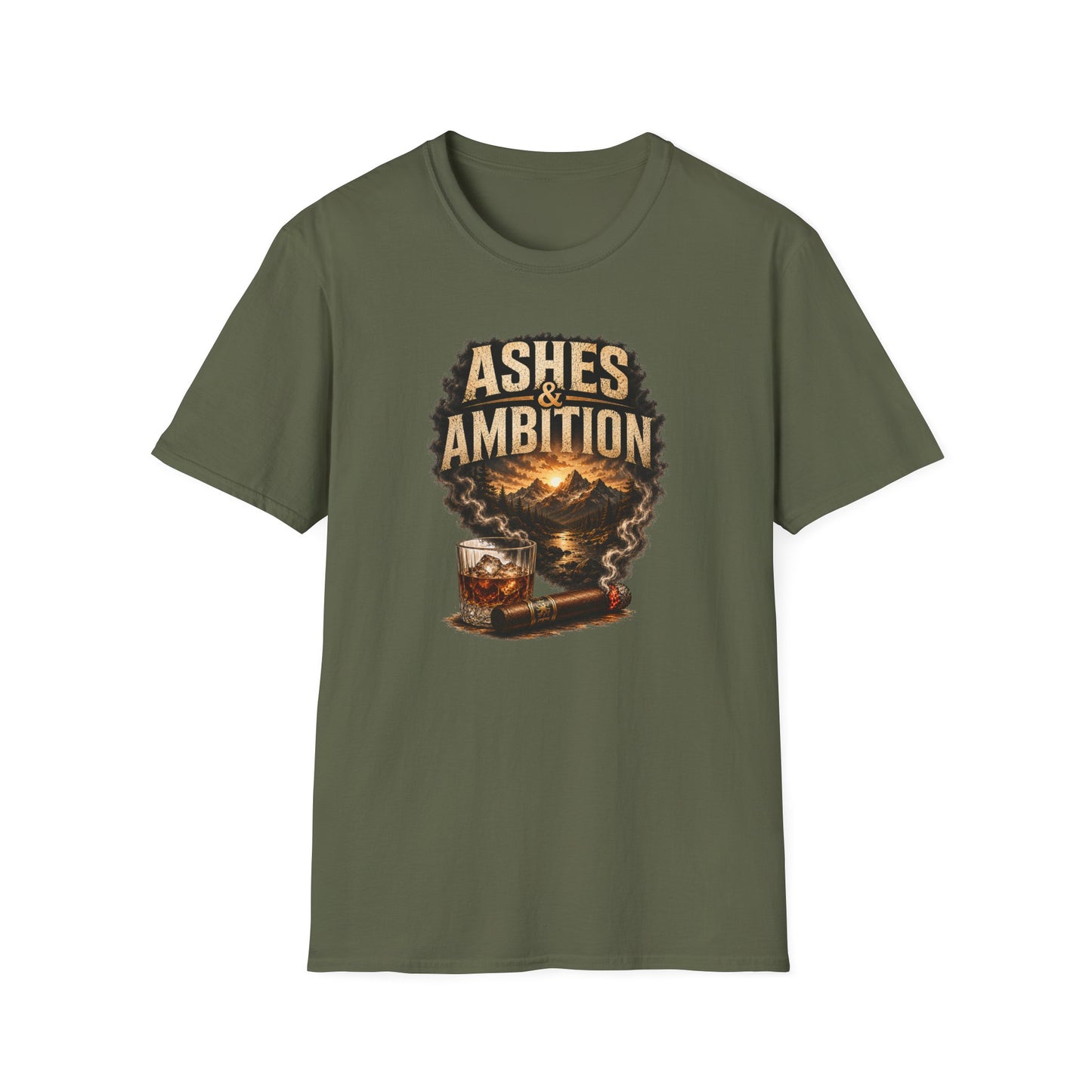 Ashes & Ambition Mountain Retreat T-Shirt – Cigar & Whiskey Lifestyle Tee