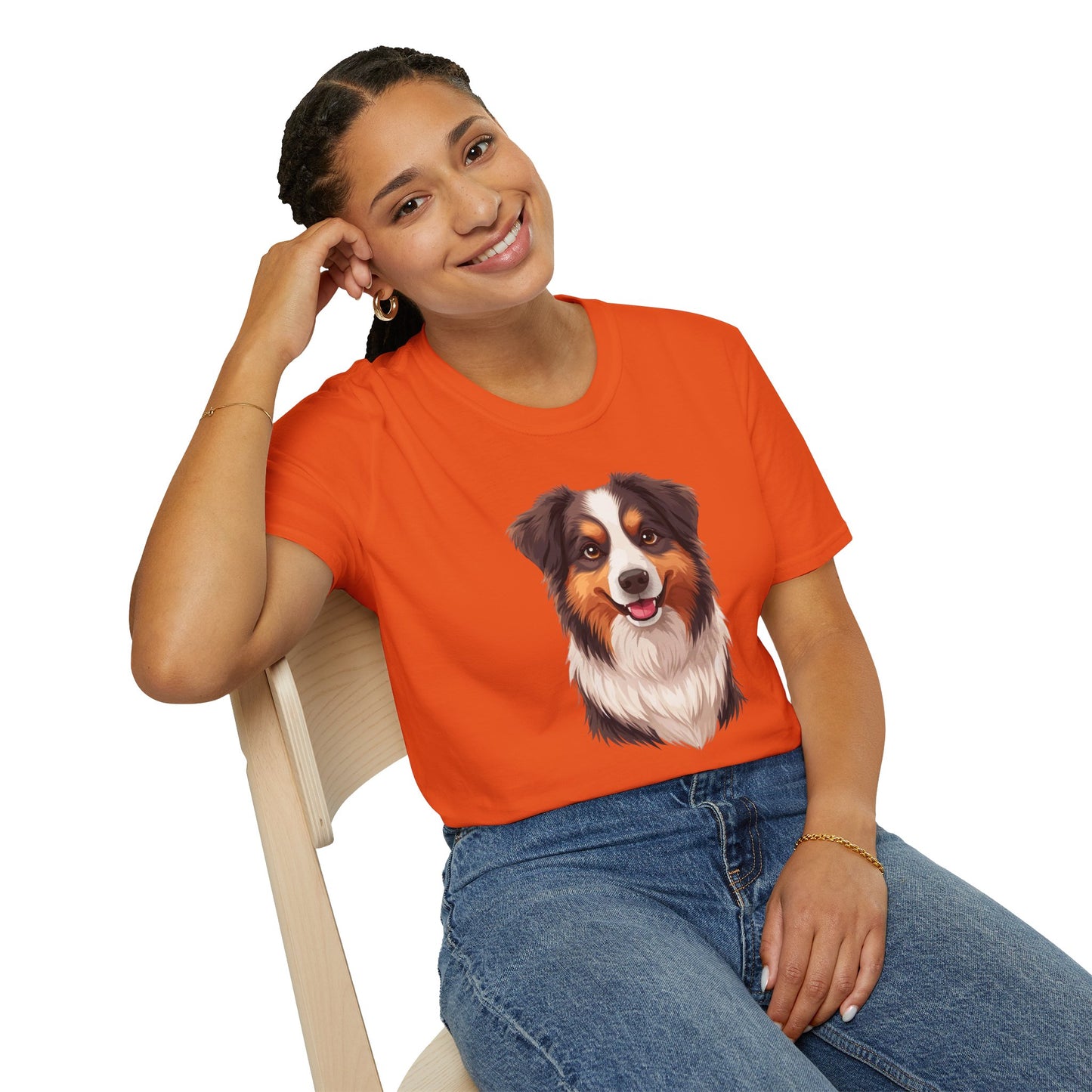 Australian Shepherd Dog Portrait Shirt – Aussie Dog Lover Gift, Cute Dog Mom Tee, Dog Dad Shirt, Pet Breed Apparel