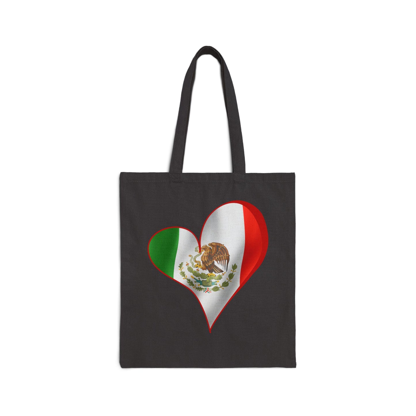 Mexico Flag Heart Tote Bag, Cotton Canvas Grocery Shopping Beach Handbag, Mexican Pride Gift, Patriotic Shoulder Bag