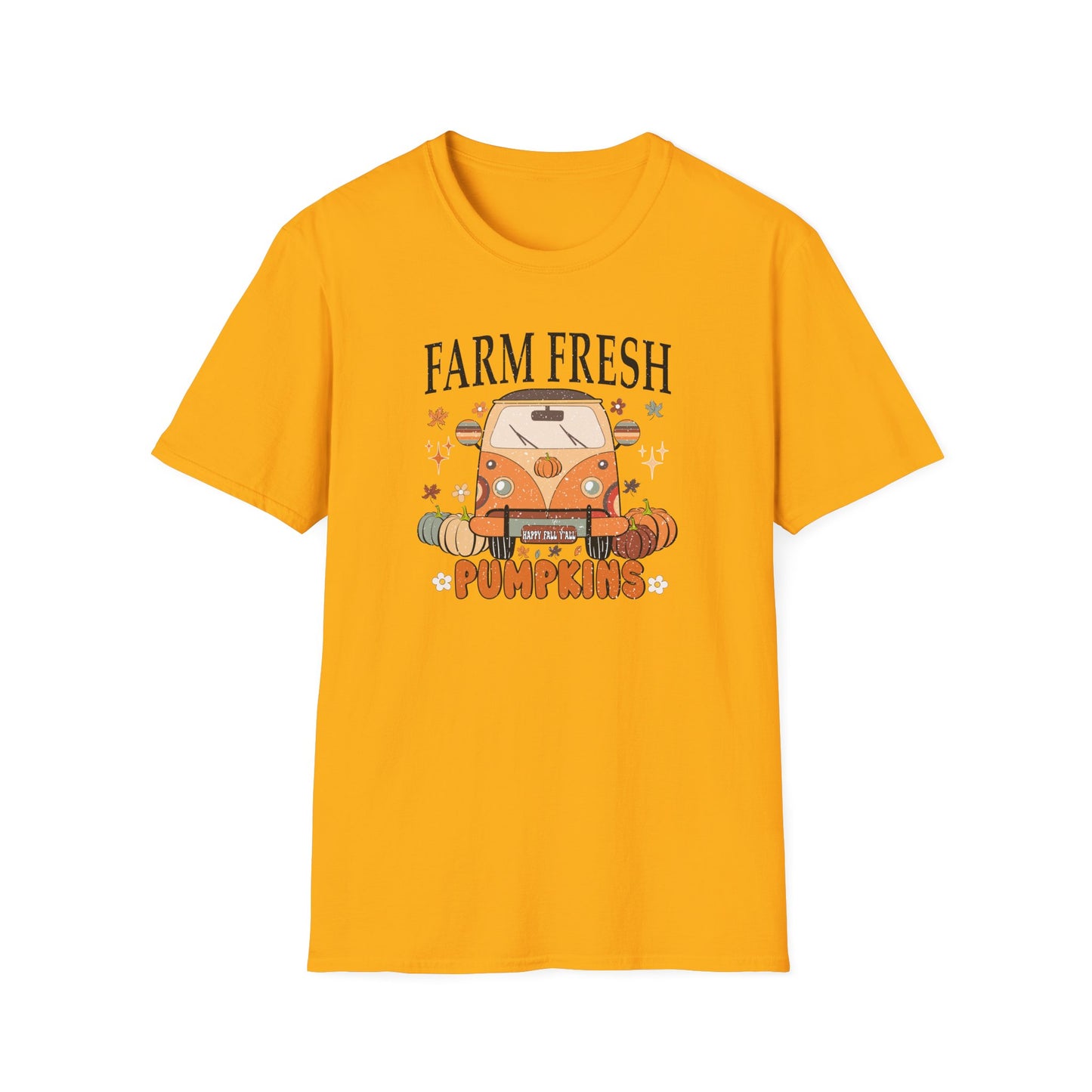 Farm Fresh Pumpkin Happy Fall Yall T-Shirt - Women's Autumn Tee, Thanksgiving Shirt, Pumpkin Thanksgiving Tee, Cozy Fall Tee for Her