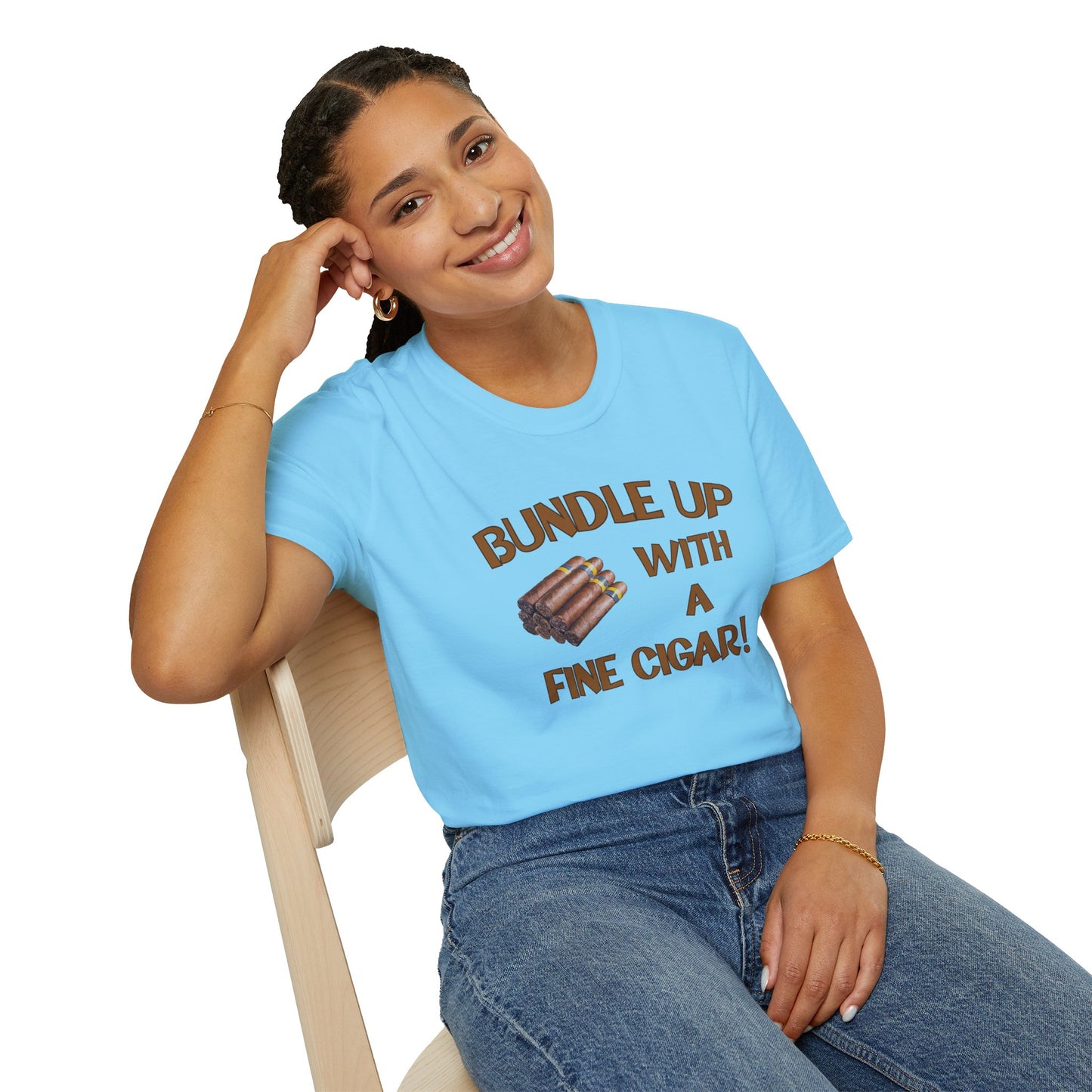 Bundle Up With A Fine Cigar Unisex T-Shirt, BBQ Pool Party Shirt, Relaxation Leisure, Cigar lover Gift, Cigar Aficionado, Dad Gift