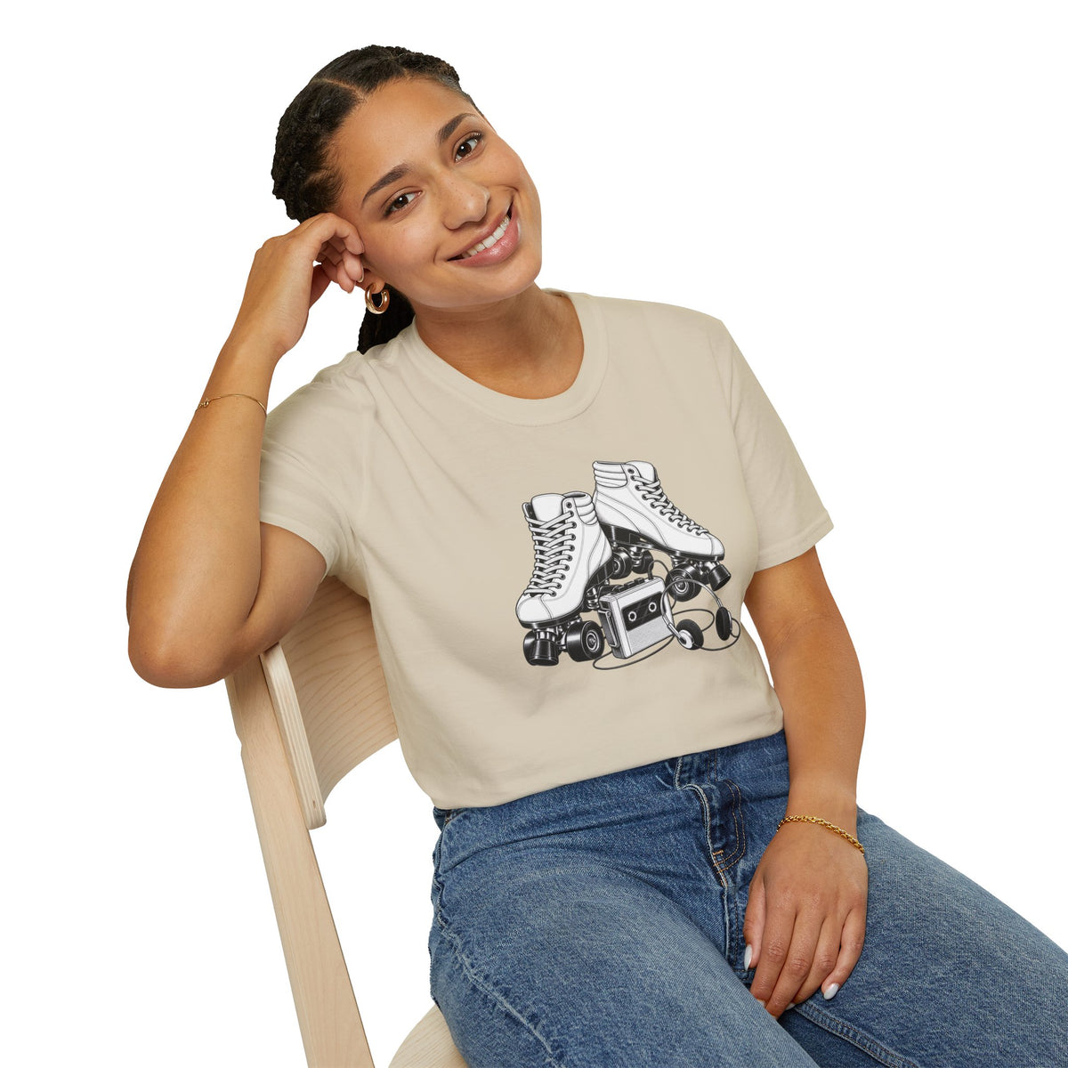 Roller Skate T-Shirt, Retro Cassette Tee, Vintage Roller Rink Shirt, Music Lover Gift, Skater Tee