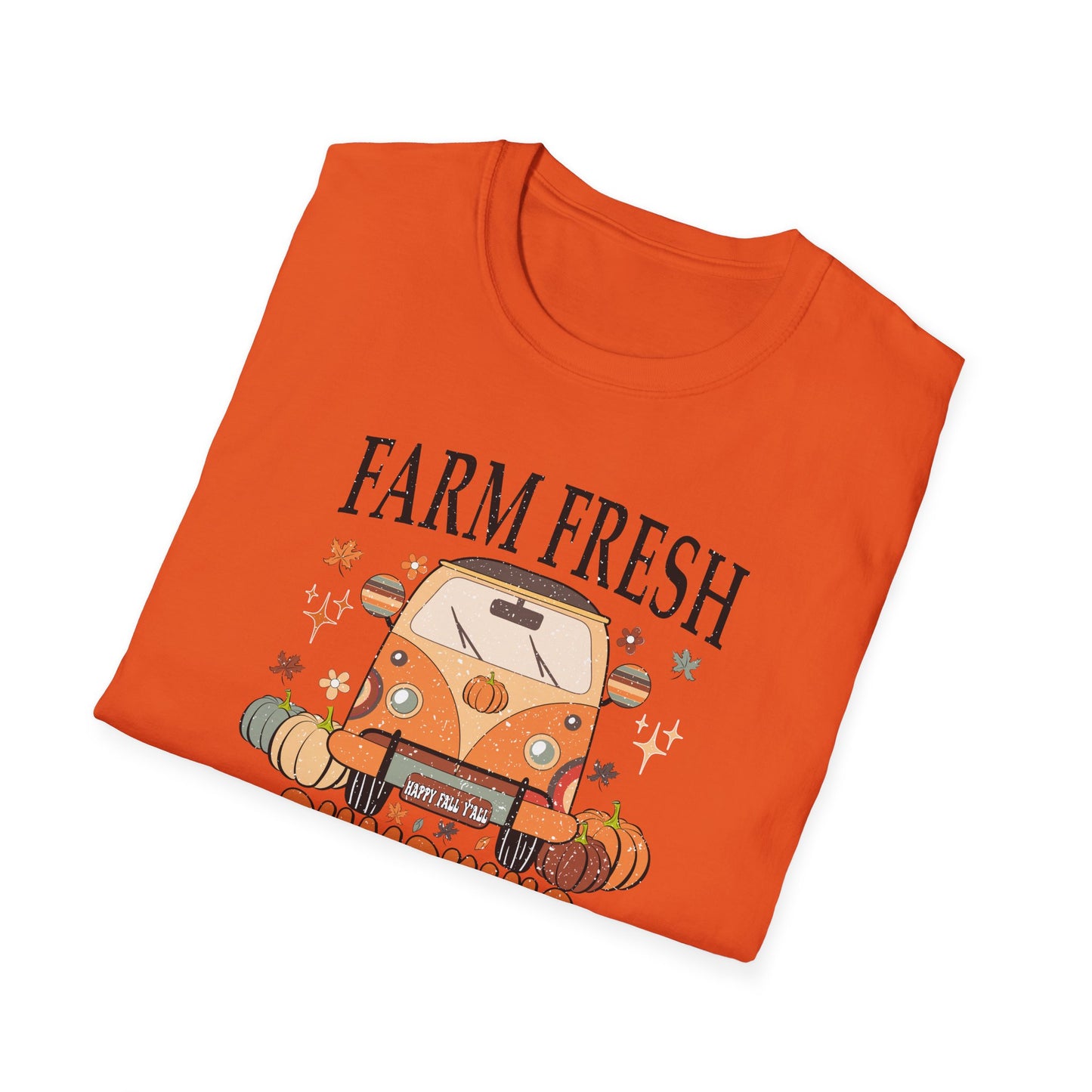 Farm Fresh Pumpkin Happy Fall Yall T-Shirt - Women's Autumn Tee, Thanksgiving Shirt, Pumpkin Thanksgiving Tee, Cozy Fall Tee for Her