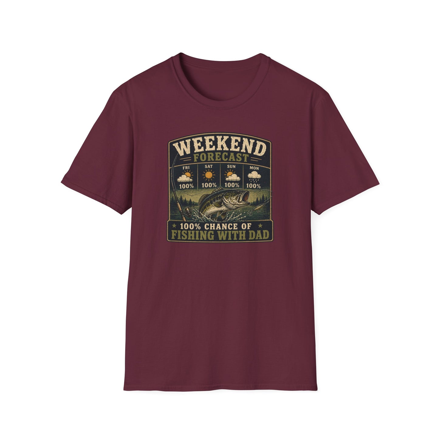 Fishing Dad Shirt, Weekend Forecast Fishing with Dad Tee, Bass Fishing T-Shirt, Fathers Day Gift for Dad, Fisherman Shirt